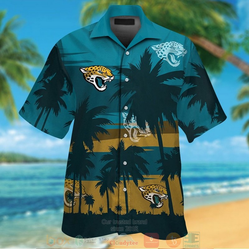 Jacksonville Jaguars palm tree dark teal Hawaiian Shirt