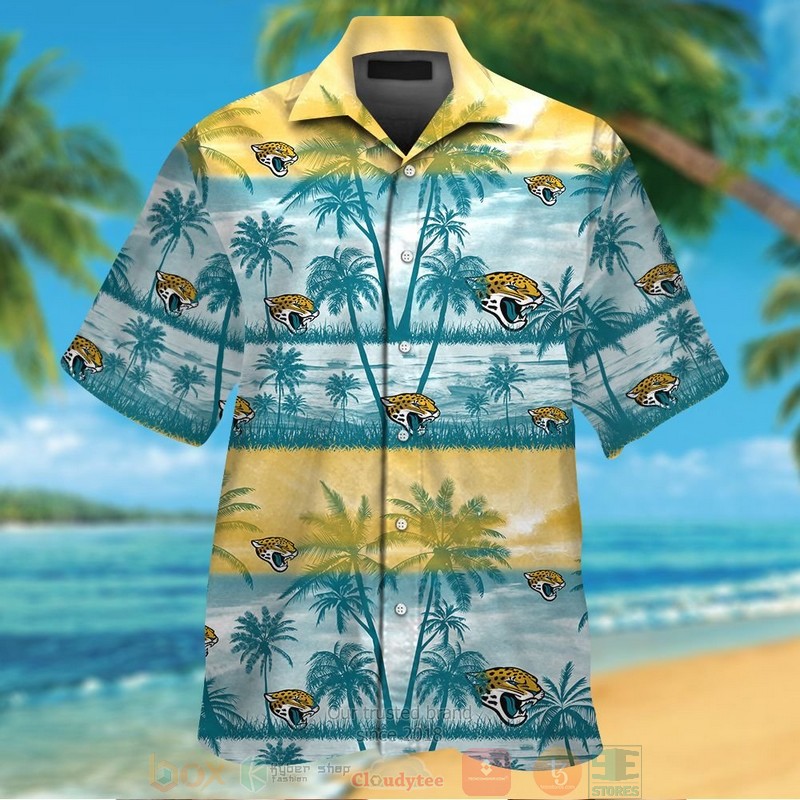 Jacksonville Jaguars palm tree gold teal Hawaiian Shirt