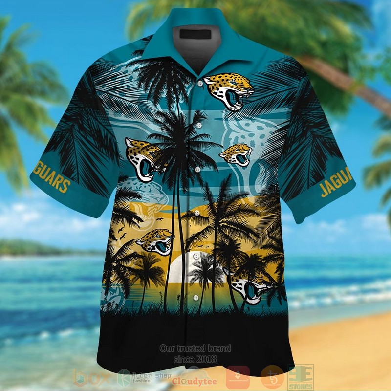 Jacksonville Jaguars palm tree teal black Hawaiian Shirt