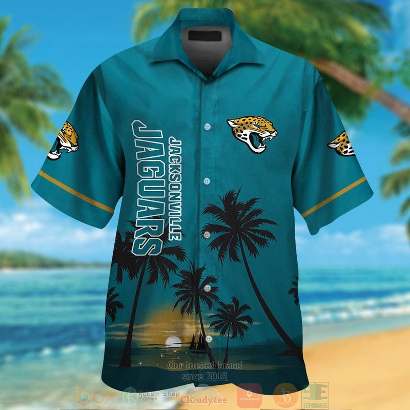 Jacksonville Jaguars palm trees dark teal Hawaiian Shirt