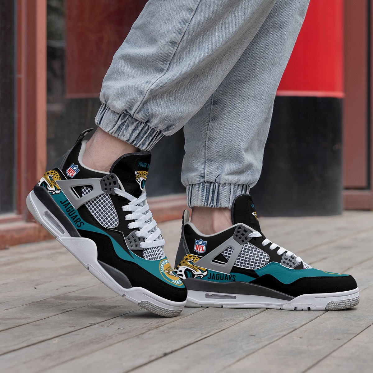 Jacksonville Jaguars Personalized Air Jordan 4 Sneaker