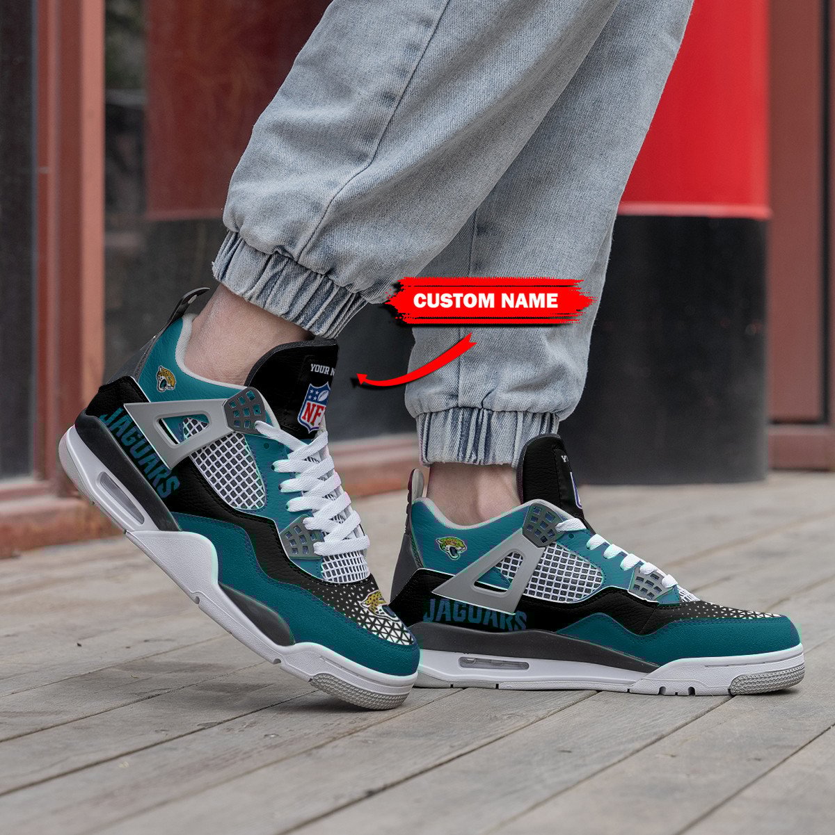 Jacksonville Jaguars Personalized Air Jordan 4 Sneaker