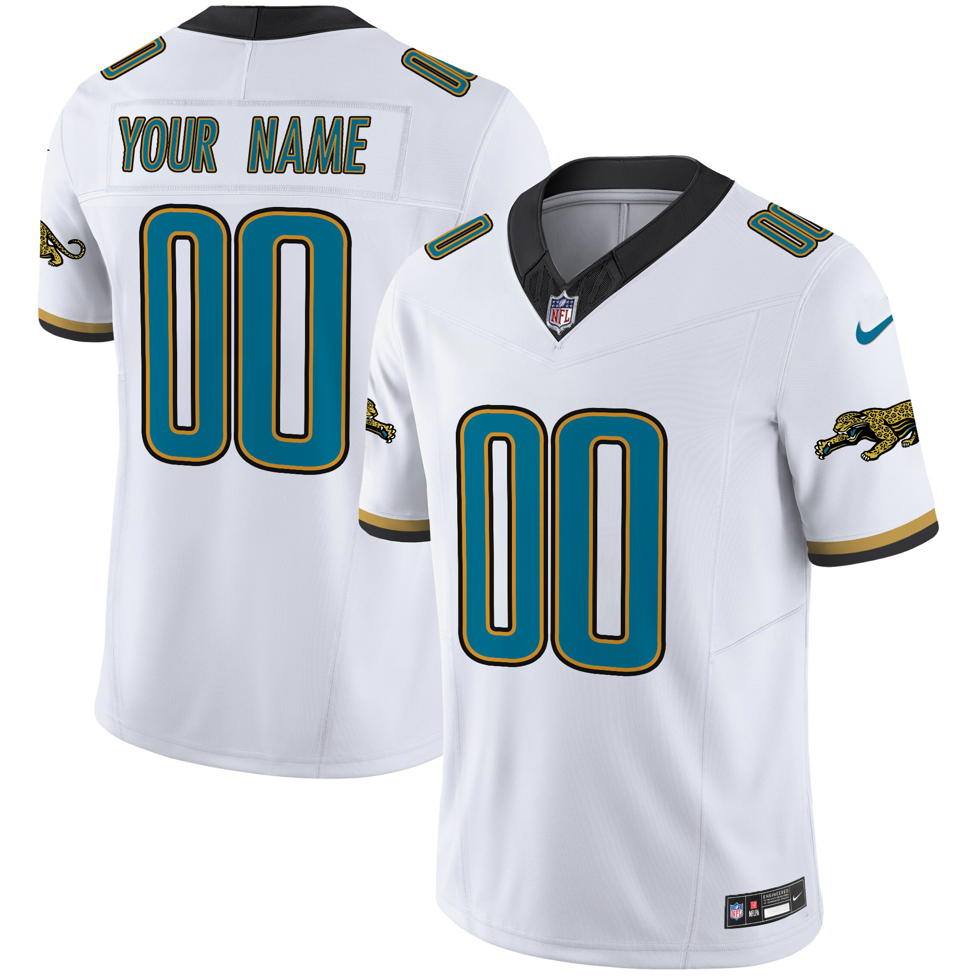 Jacksonville Jaguars Throwback Vapor Limited Custom White Jersey - All Stitched