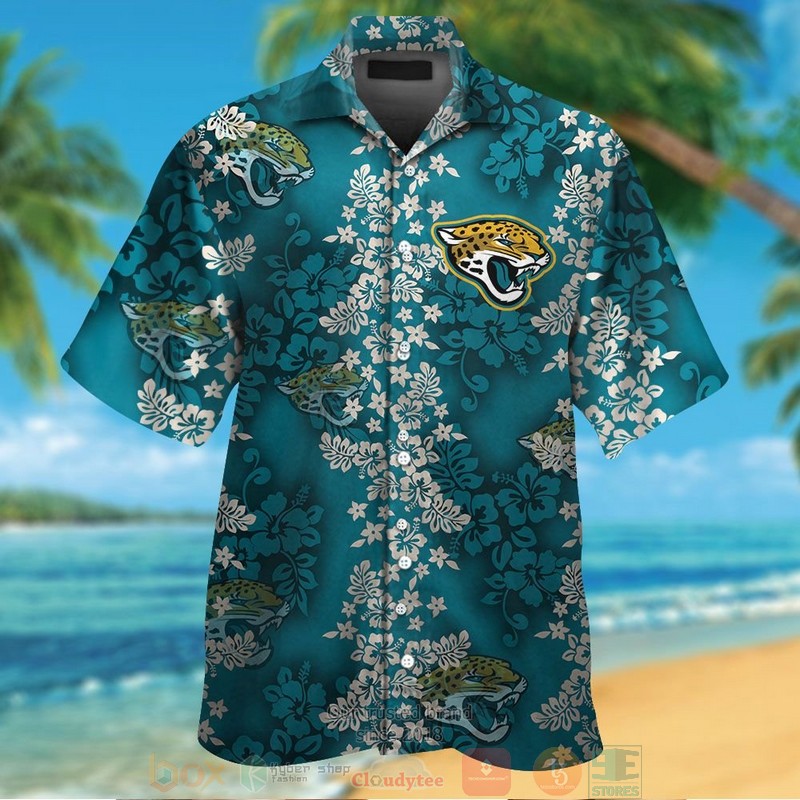 Jacksonville Jaguars tropical plants teal Hawaiian Shirt
