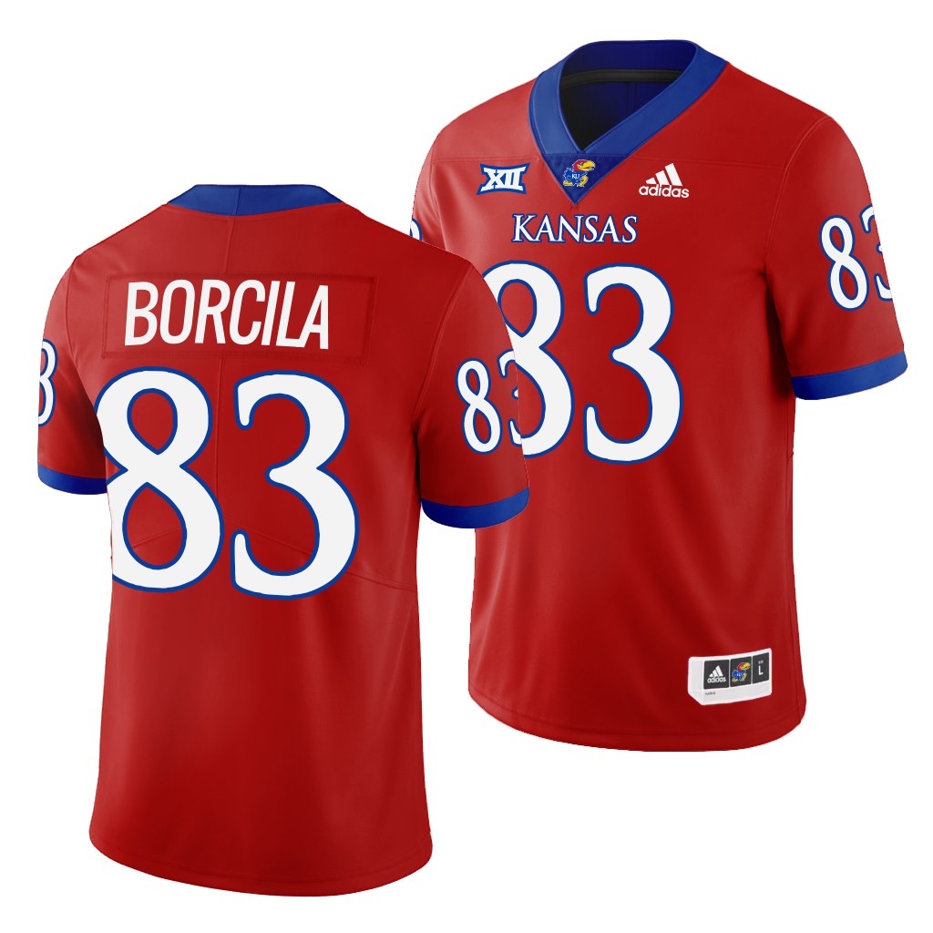 Jacob Borcila Kansas Jayhawks #83 Red Jersey 2022-23 College Men's Uniform