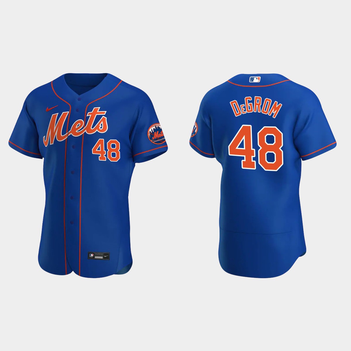 Jacob deGrom #48 New York Mets Royal Team Logo 2020 Alternate Jersey
