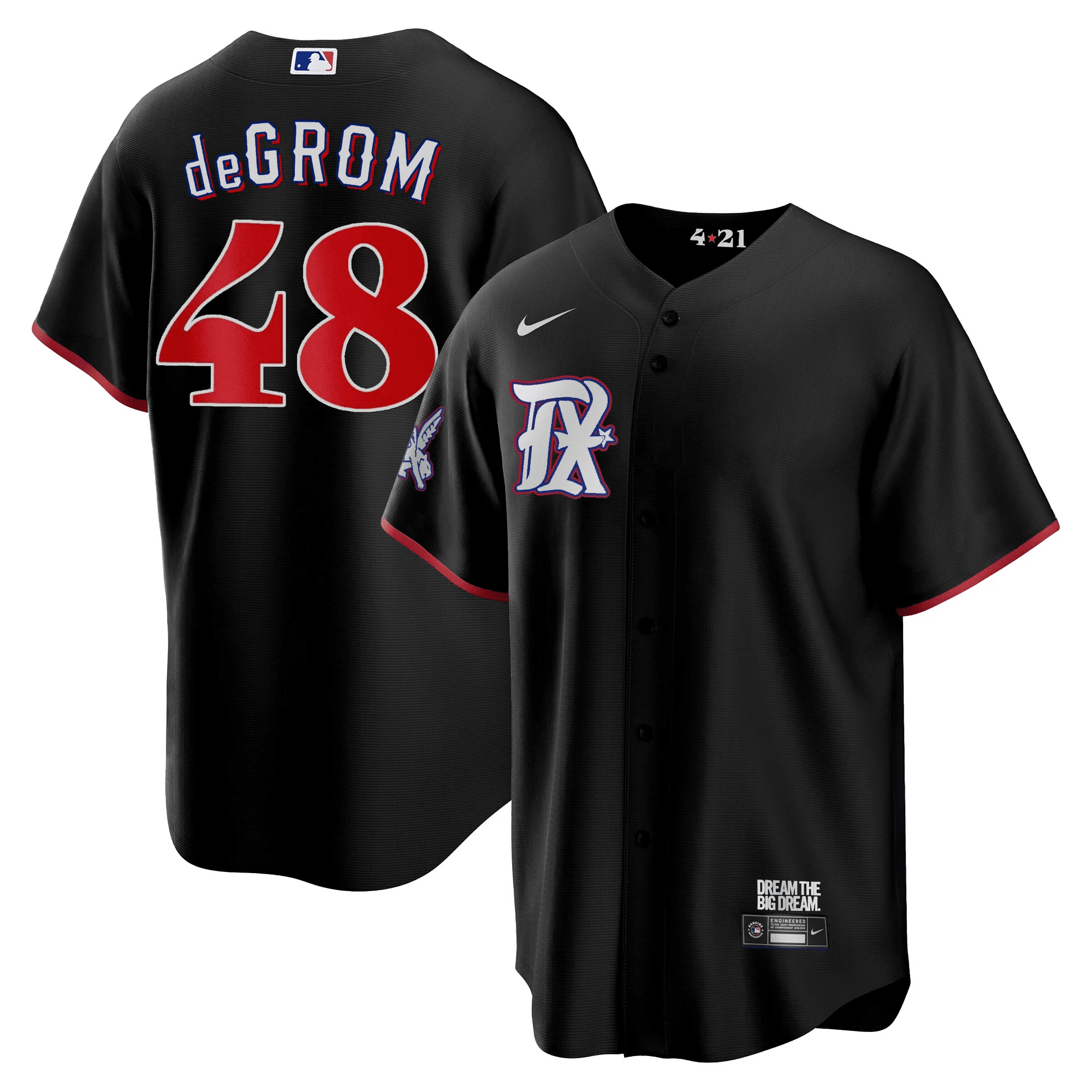Jacob deGrom Men's Texas Rangers 2023 City Connect Collection V3 Cool Black Jersey - All Stitched