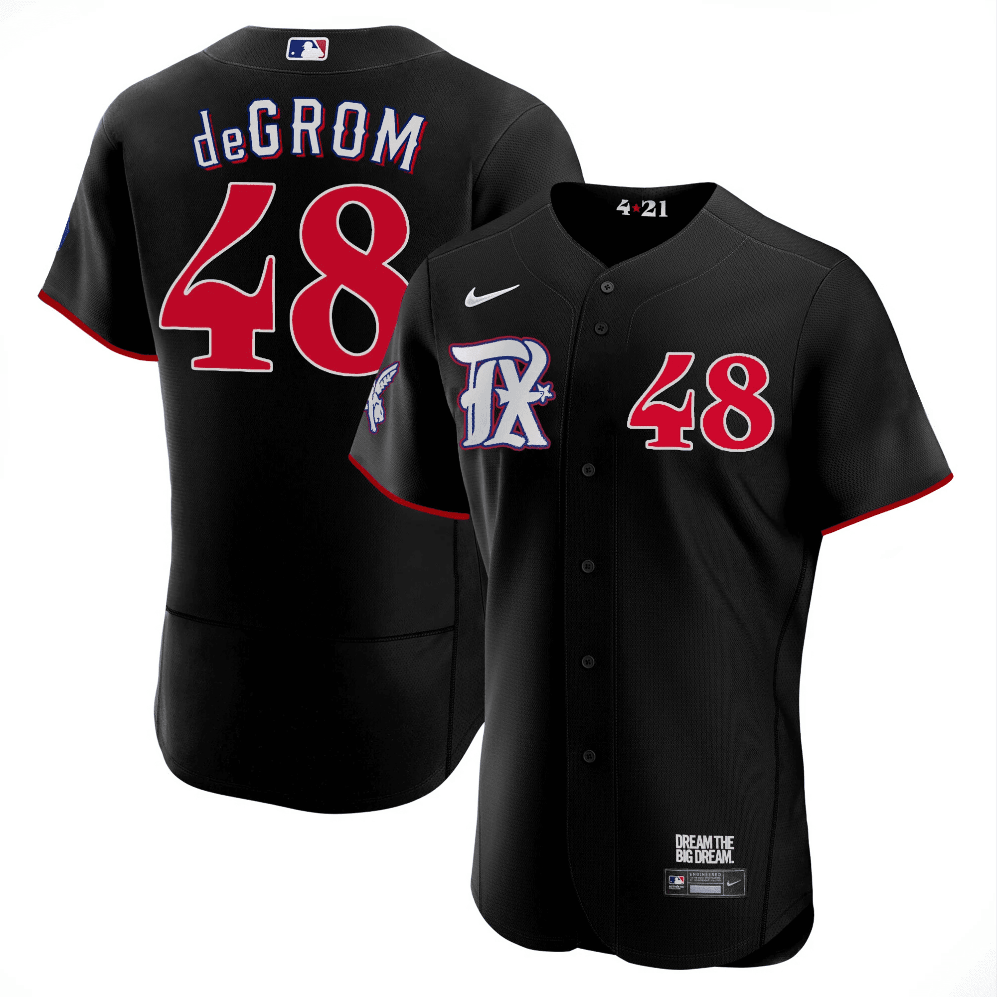 Jacob deGrom Men's Texas Rangers 2023 City Connect Collection V3 Flex Black Jersey - All Stitched