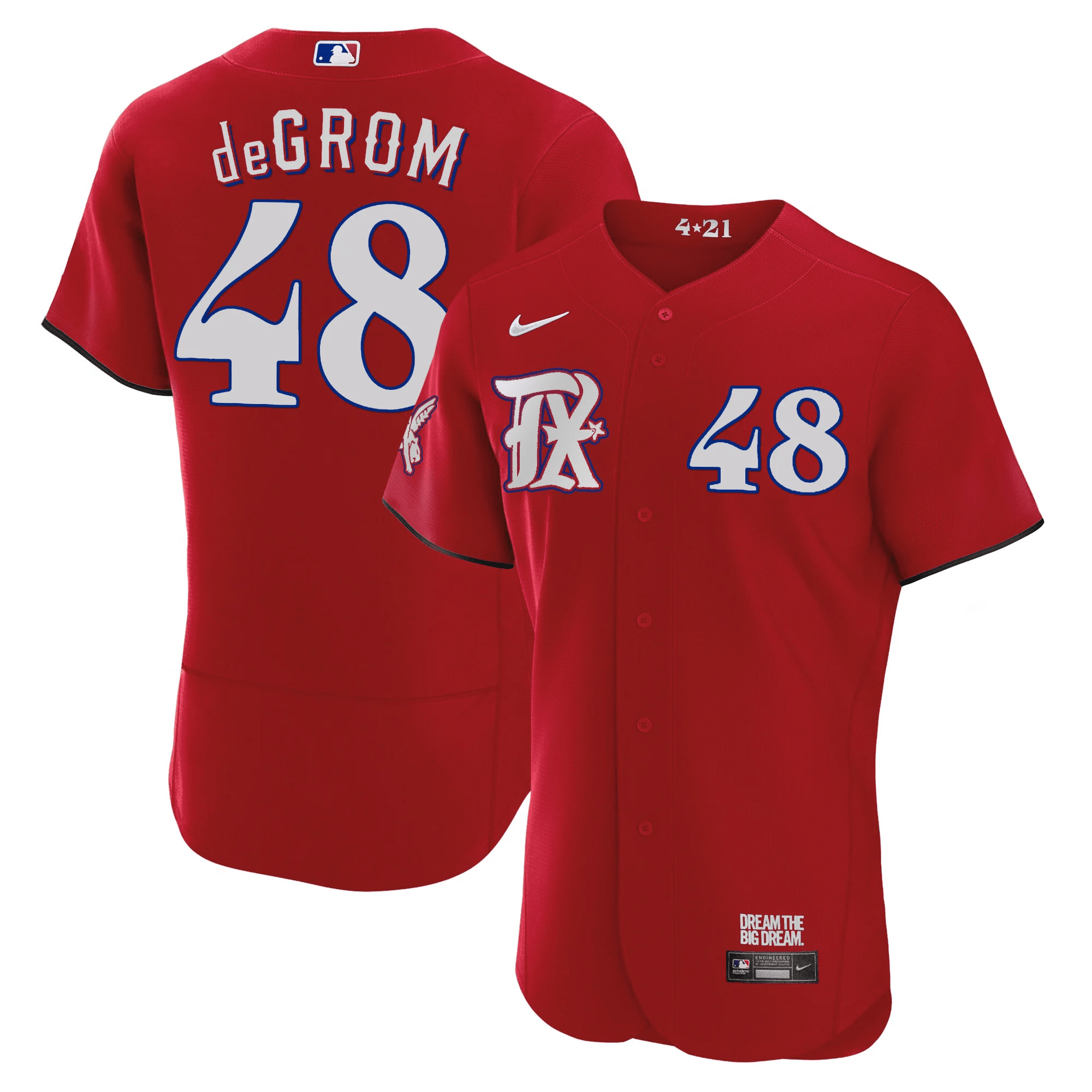 Jacob deGrom Men's Texas Rangers 2023 City Connect Collection V3 Flex Red Jersey - All Stitched
