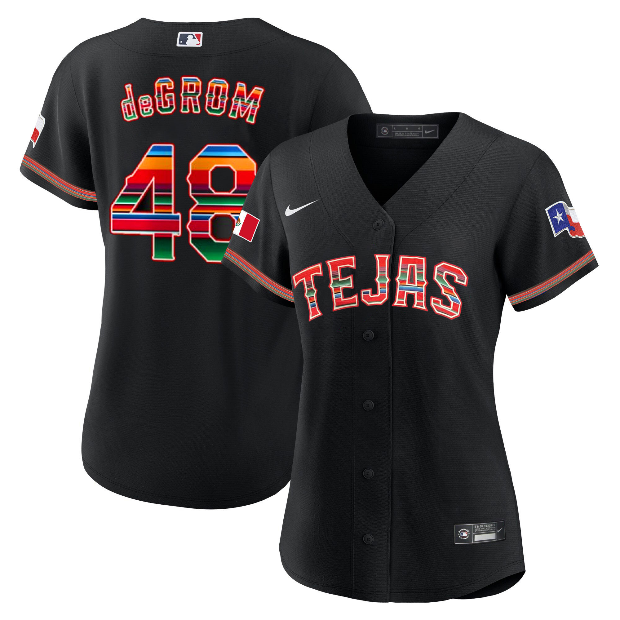Jacob Degrom Women's Texas Rangers Mexican Black Jersey - All Stitched