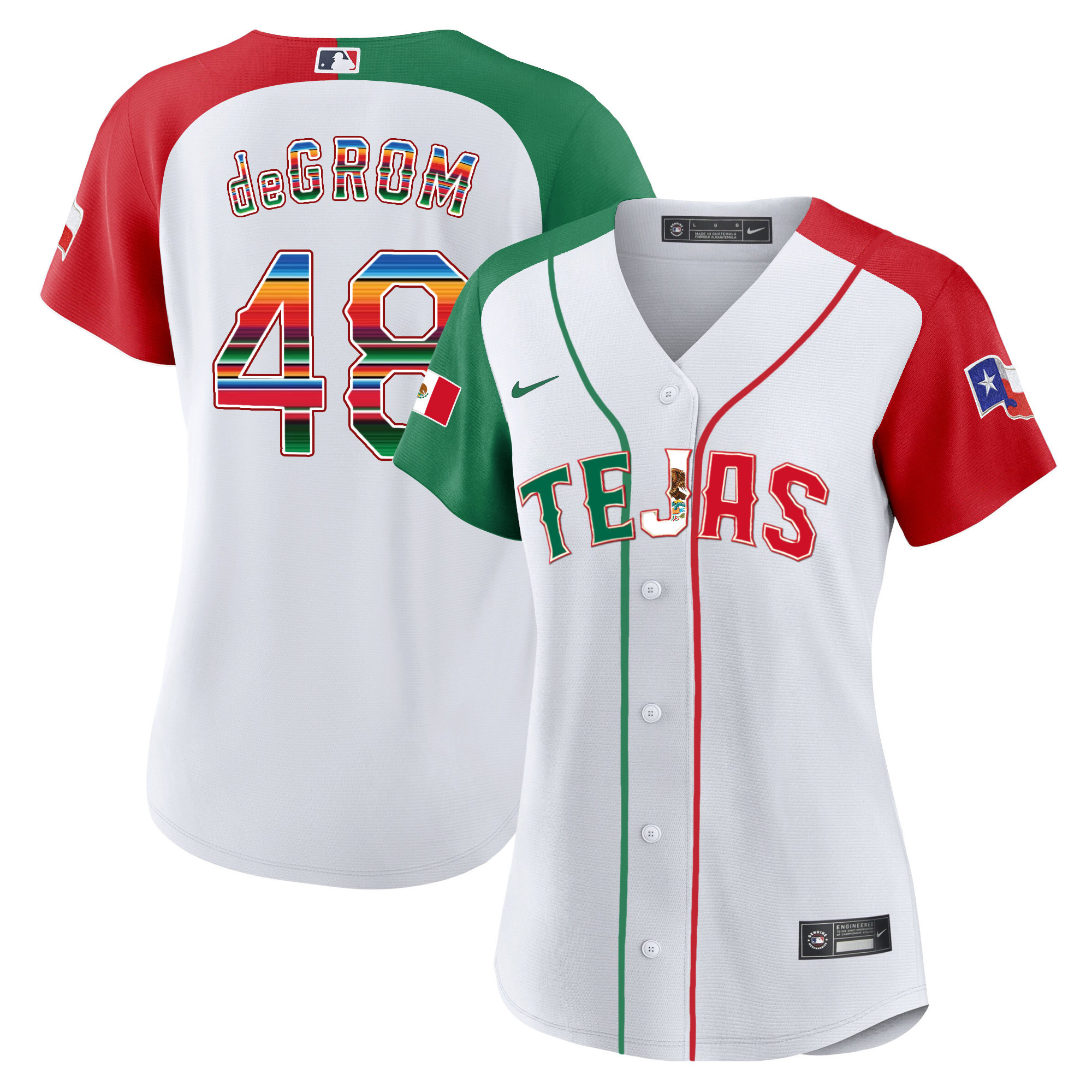 Jacob Degrom Women's Texas Rangers Mexico Flag Alternate Jersey - All Stitched