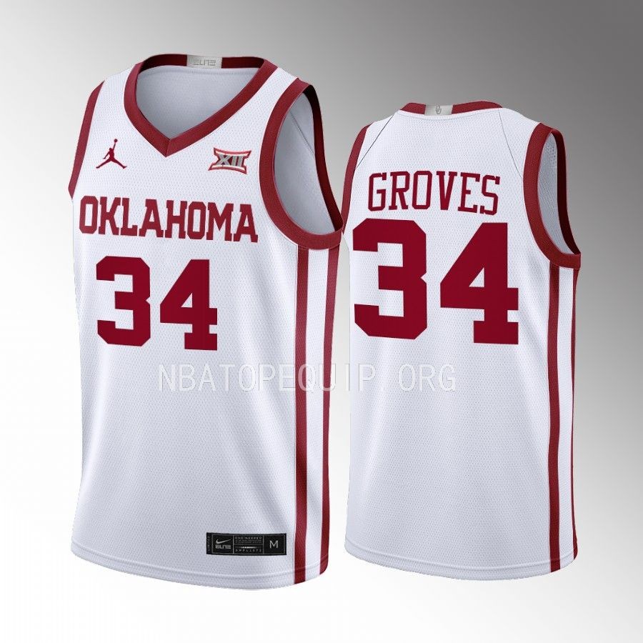 Jacob Groves Oklahoma Sooners White Jersey 2022-23 College Home