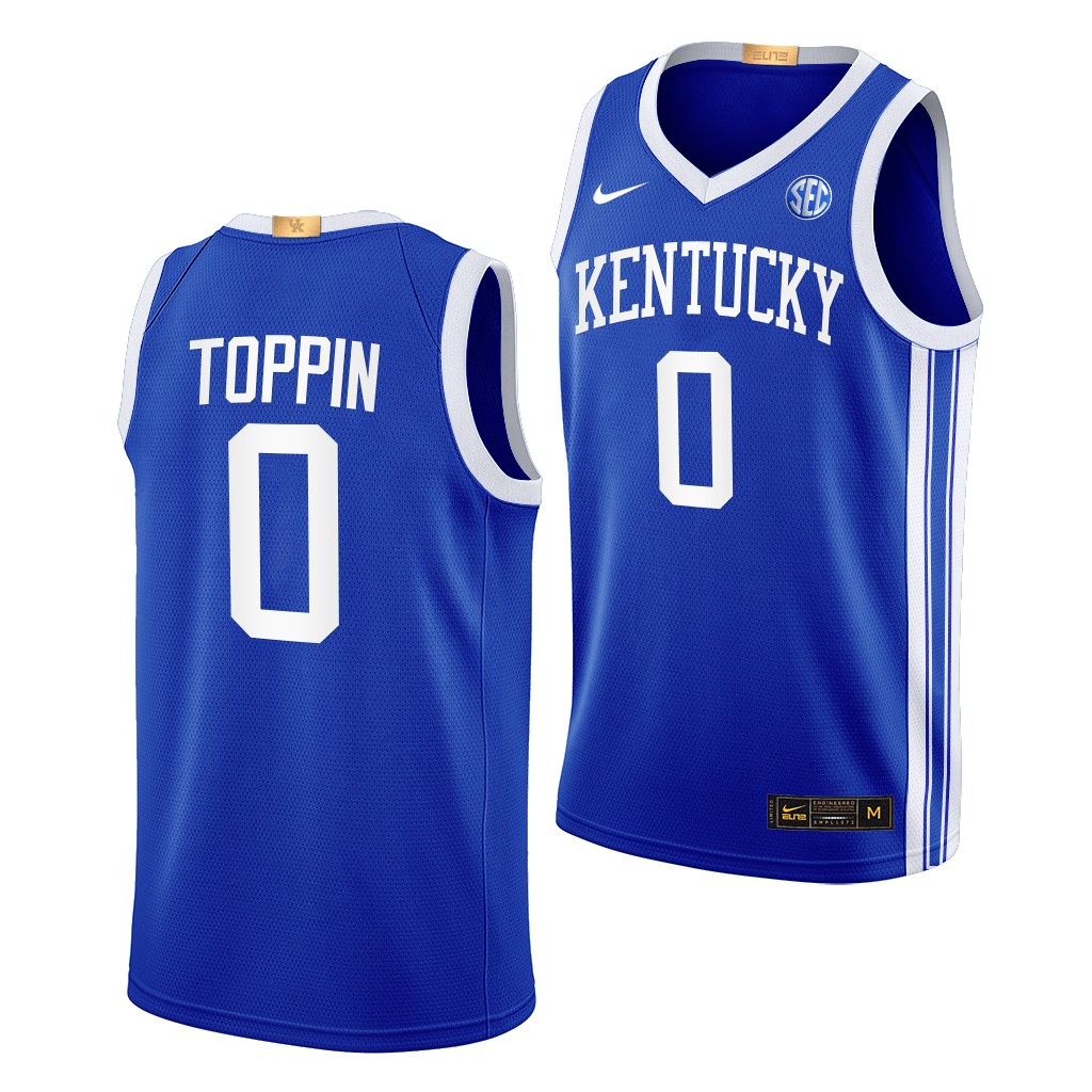 Jacob Toppin Kentucky Wildcats #0 Blue Away Jersey 2022-23 Elite