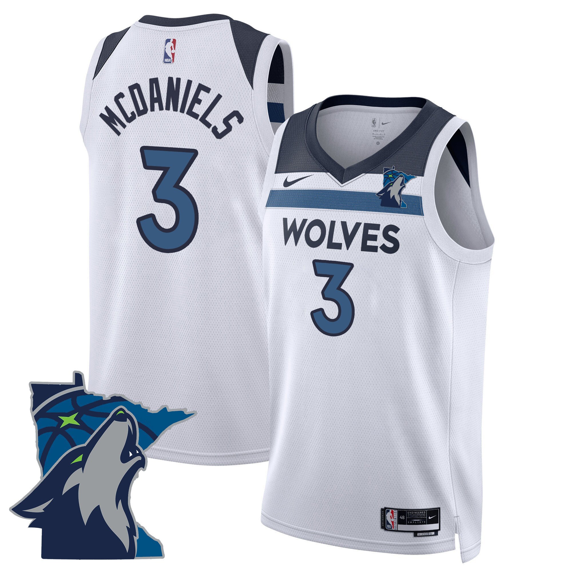 Jaden Mcdaniels Men's Minnesota Timberwolves Swingman - Minnesota Patch Association Jersey - All Stitched