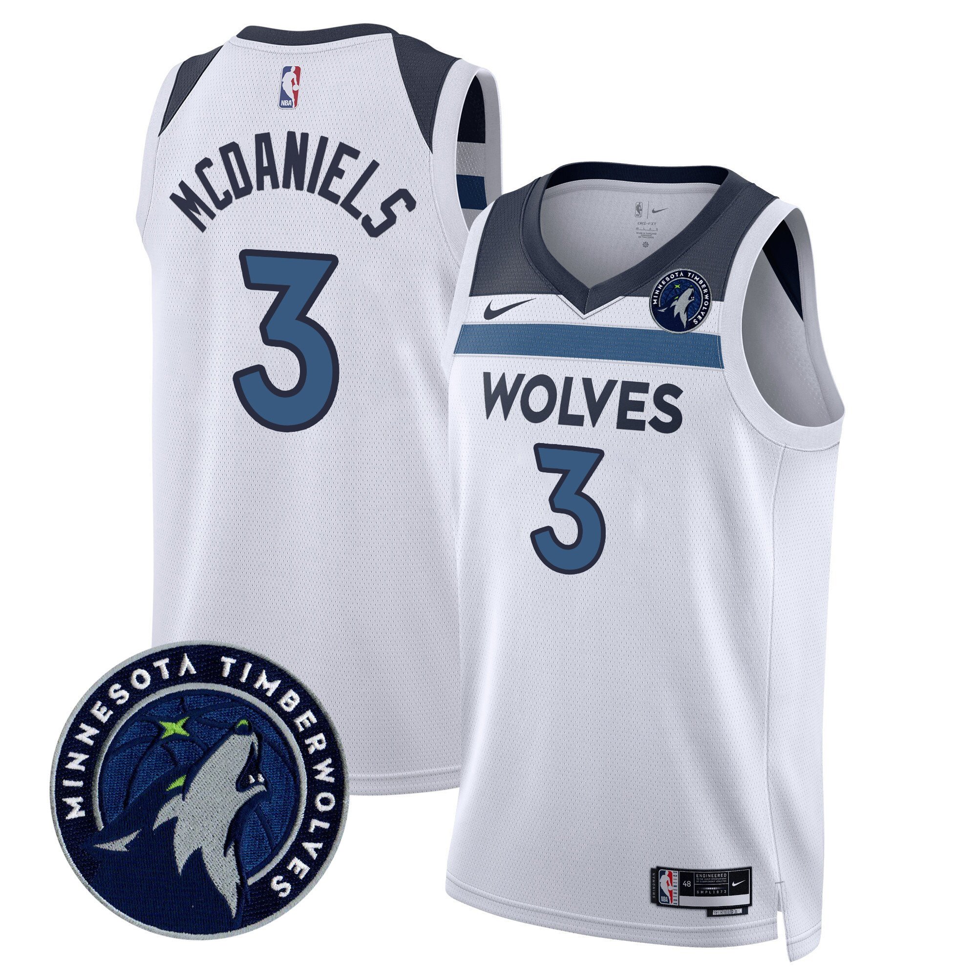 Jaden Mcdaniels Men's Minnesota Timberwolves Swingman V2 Association Jersey - All Stitched