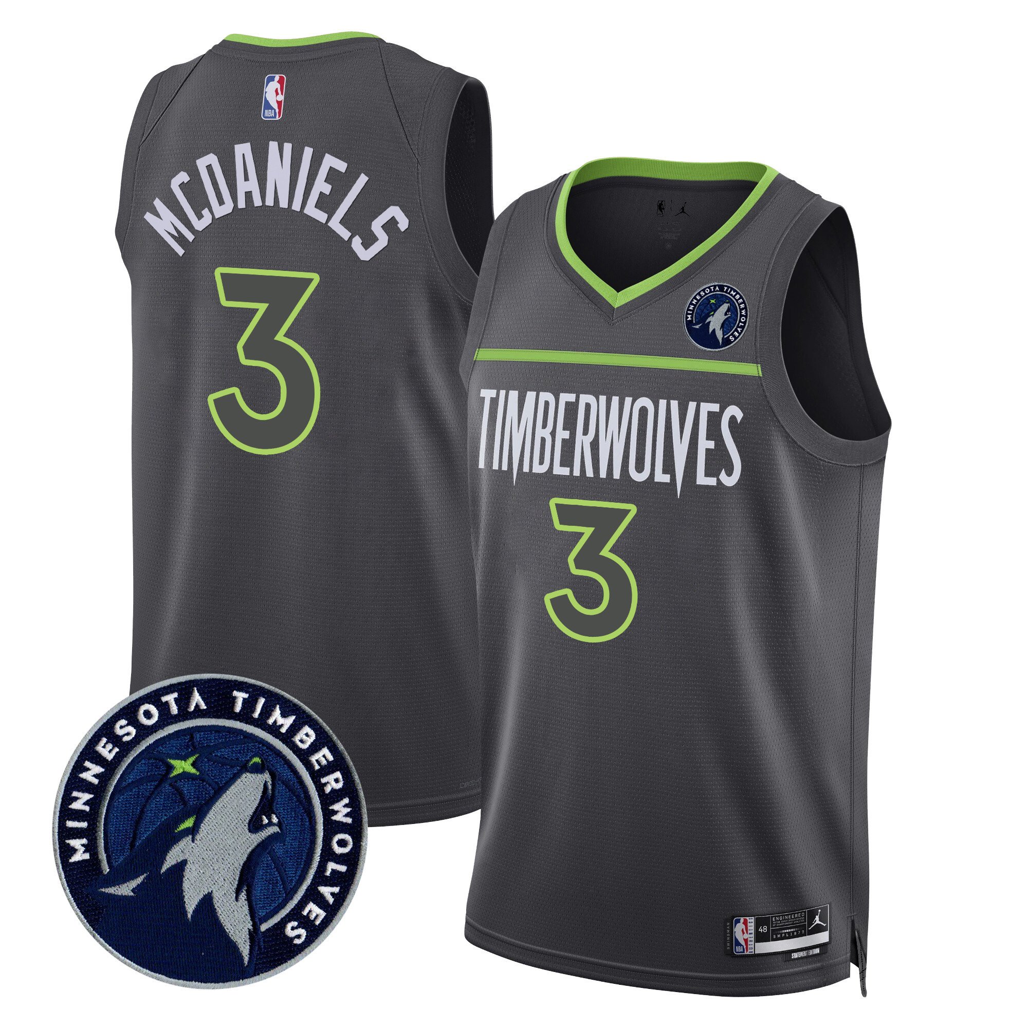 Jaden Mcdaniels Men's Minnesota Timberwolves Swingman V2 Statement Jersey - All Stitched
