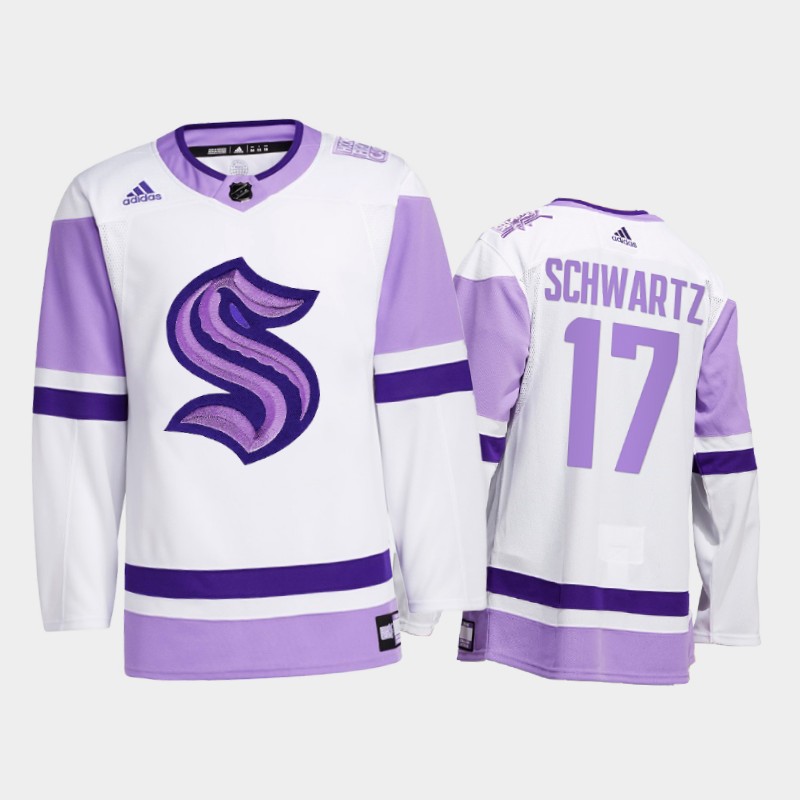 Jaden Schwartz #17 Seattle Kraken 2021 FightsCancer White Special Jersey
