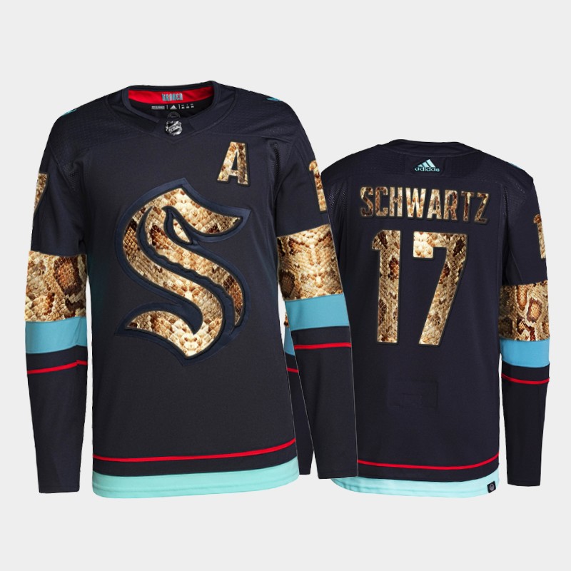 Jaden Schwartz Seattle Kraken Python Skin Jersey 2021-22 Navy #17 Exclusive Edition Uniform