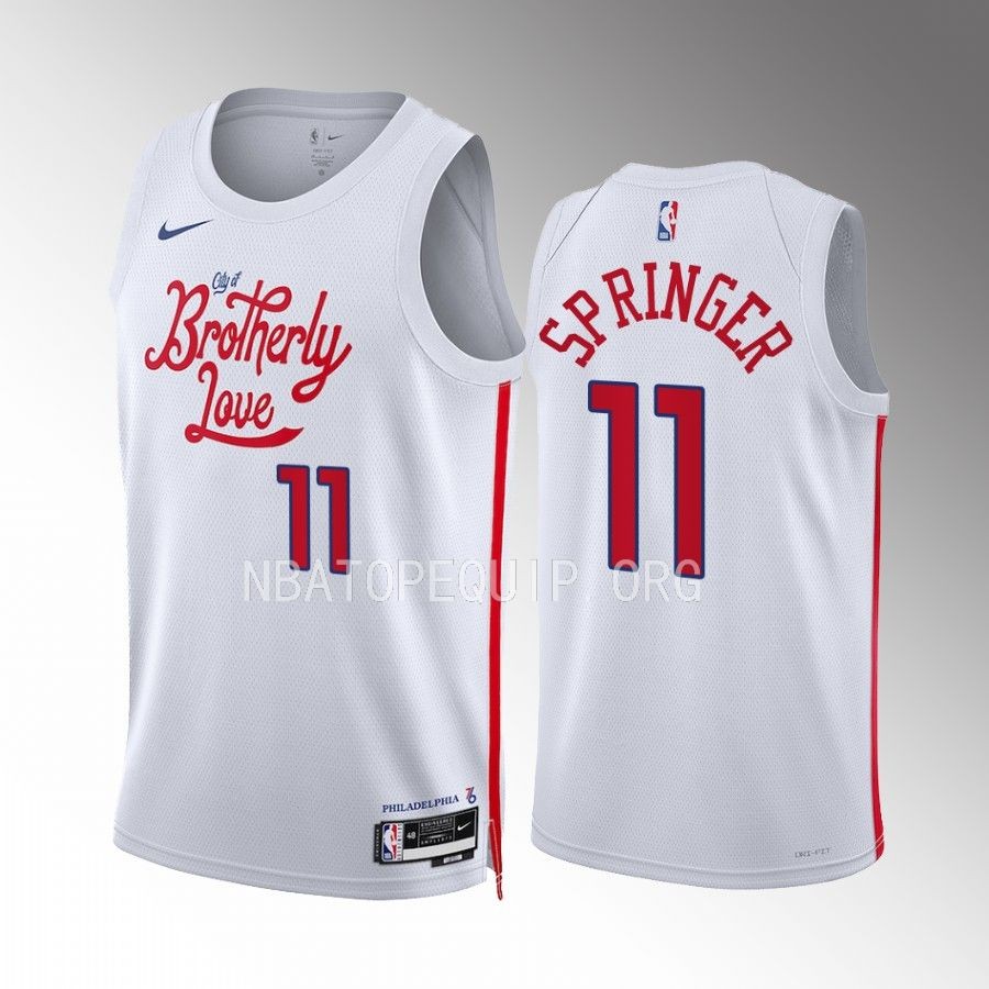 Jaden Springer 2022-23 Philadelphia 76ers White #11 City Edition Jersey Swingman