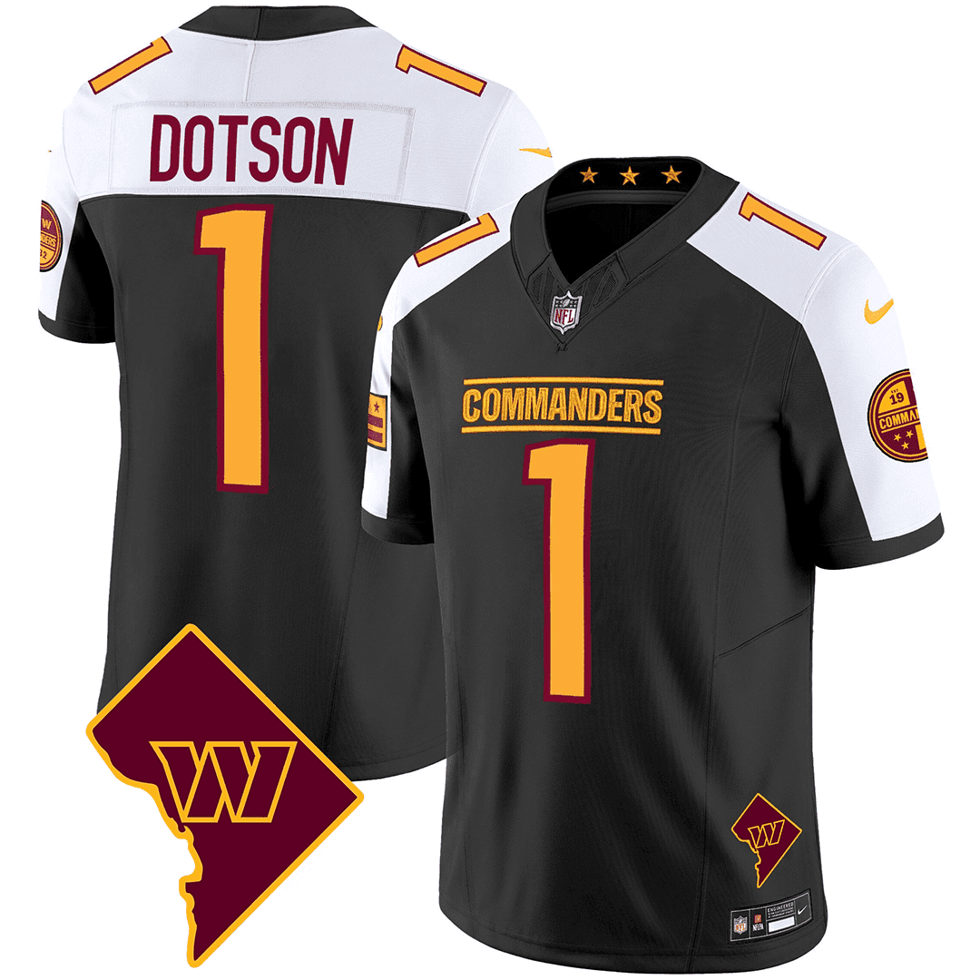 Jahan Dotson Men's Washington Commanders Washington DC Map Patch Black Alternate Jersey - All Stitched 