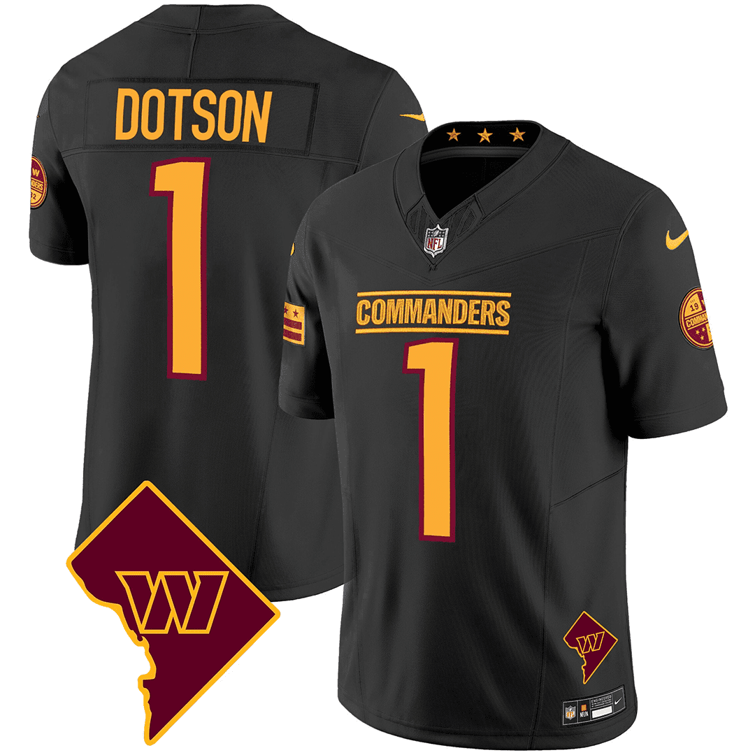 Jahan Dotson Men's Washington Commanders Washington DC Map Patch Black Jersey - All Stitched 