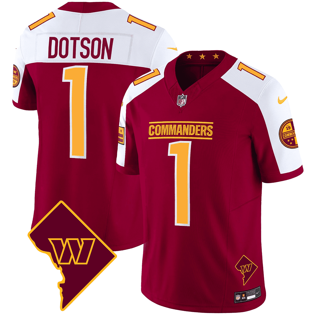 Jahan Dotson Men's Washington Commanders Washington DC Map Patch Burgundy Alternate Jersey - All Stitched 