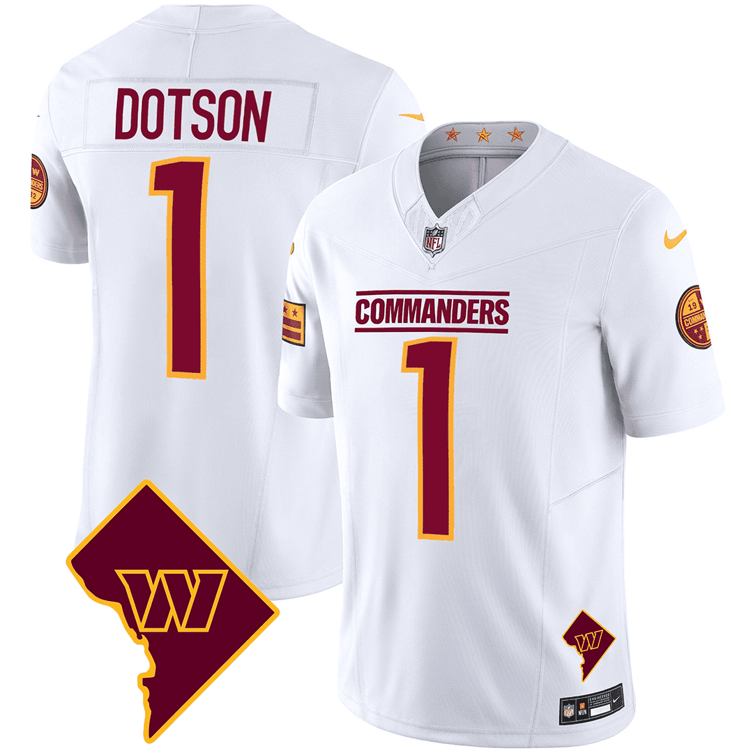 Jahan Dotson Men's Washington Commanders Washington DC Map Patch White Jersey - All Stitched 