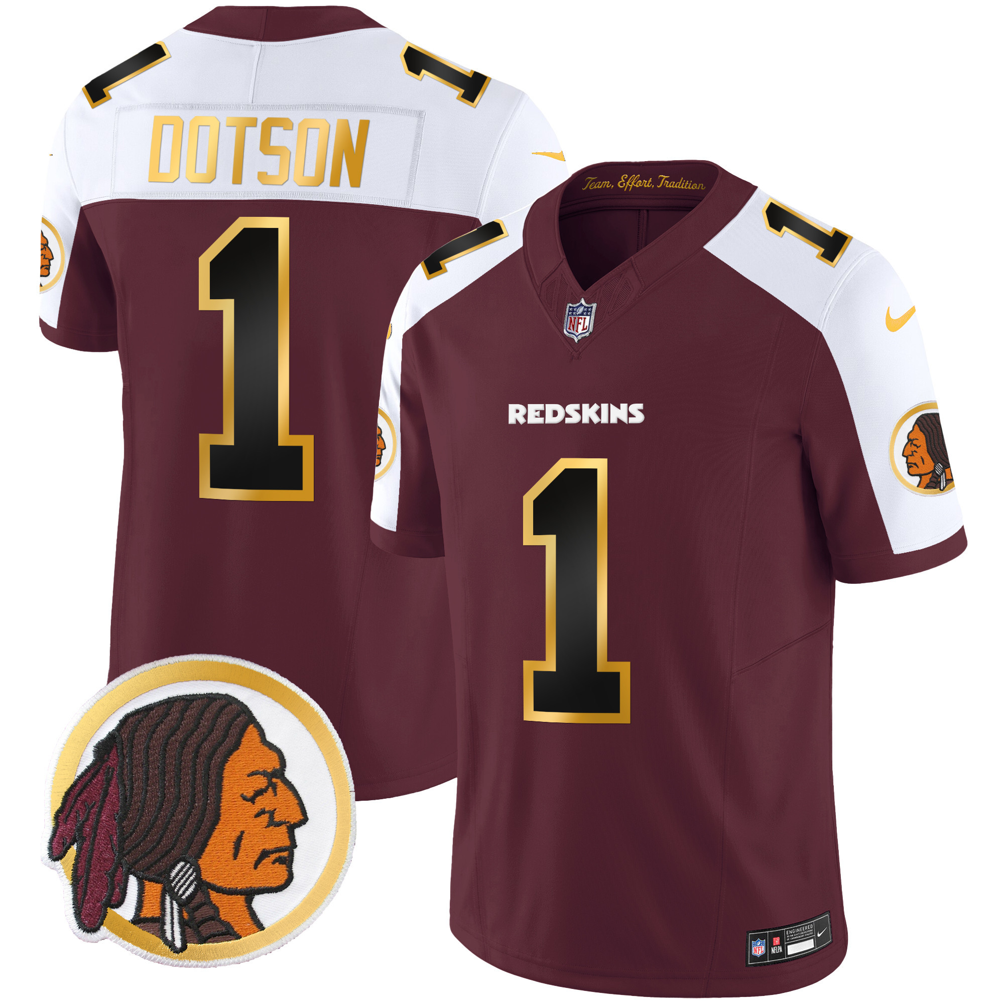 Jahan Dotson Men's Washington Redskins Throwback Vapor Gold Trim Burgundy Alternate Jersey - All Stitched 