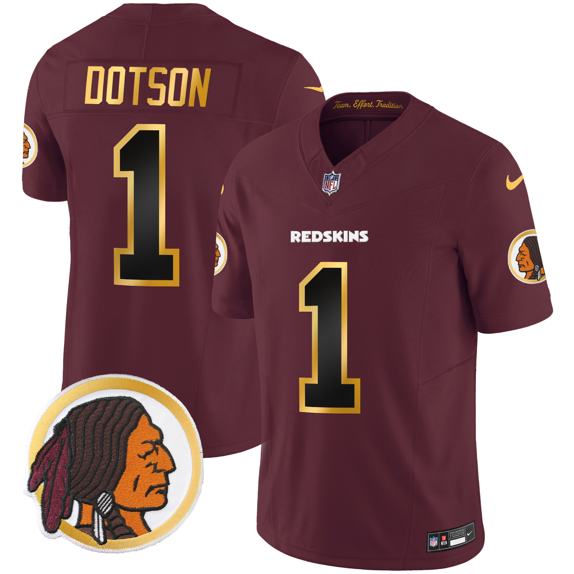 Jahan Dotson Men's Washington Redskins Throwback Vapor Gold Trim Burgundy Jersey - All Stitched 