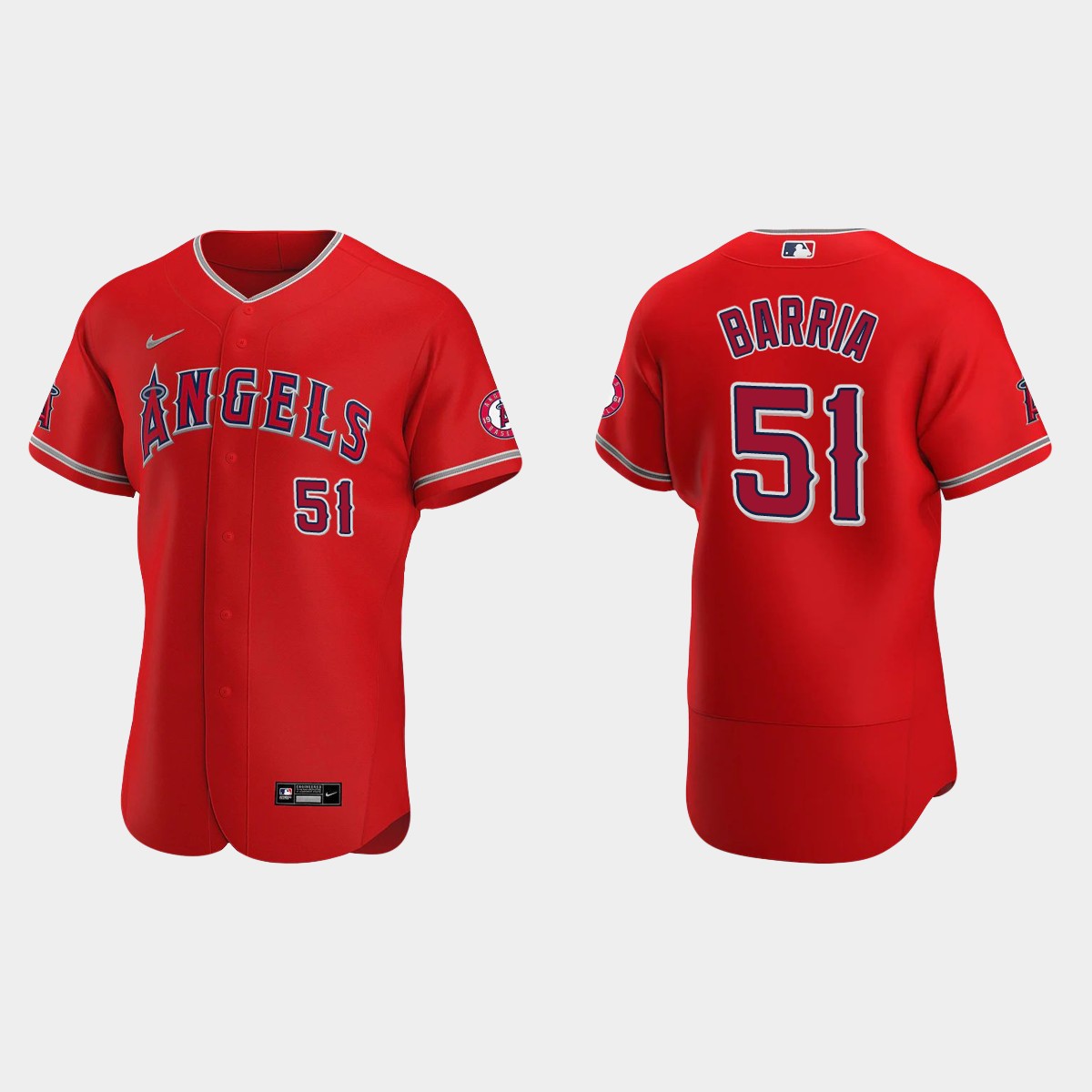 Jaime Barria #51 Los Angeles Angels Jersey - Red