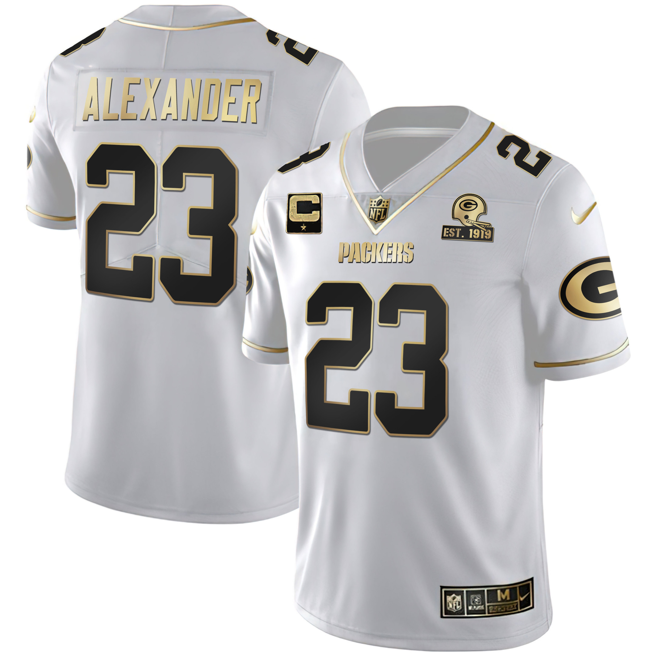 Jaire Alexander Green Bay Packers White Gold Jersey - All Stitched 