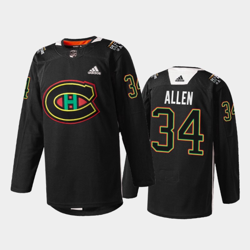 Jake Allen Montreal Canadiens Black History Night Jersey Black #34 Warmup