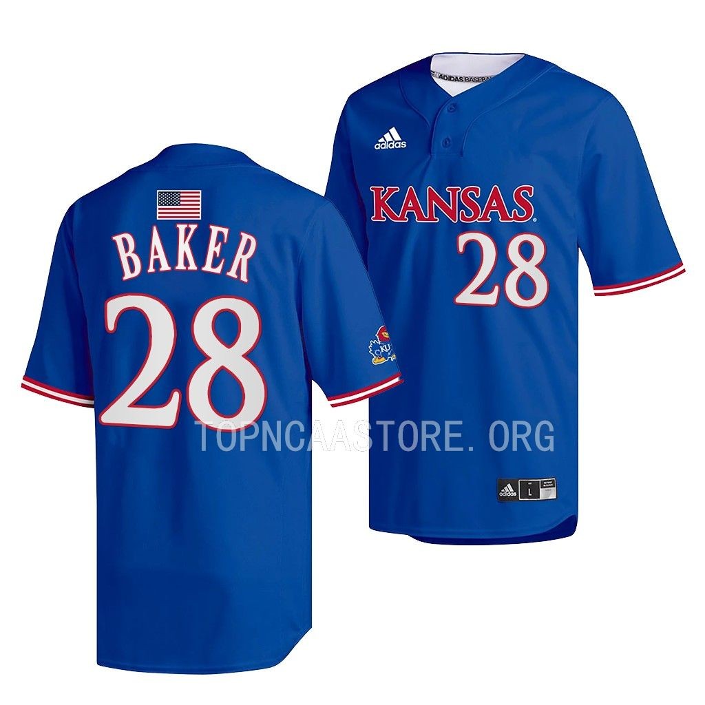 Jake Baker Kansas Jayhawks #28 Royal Two-Button Jersey