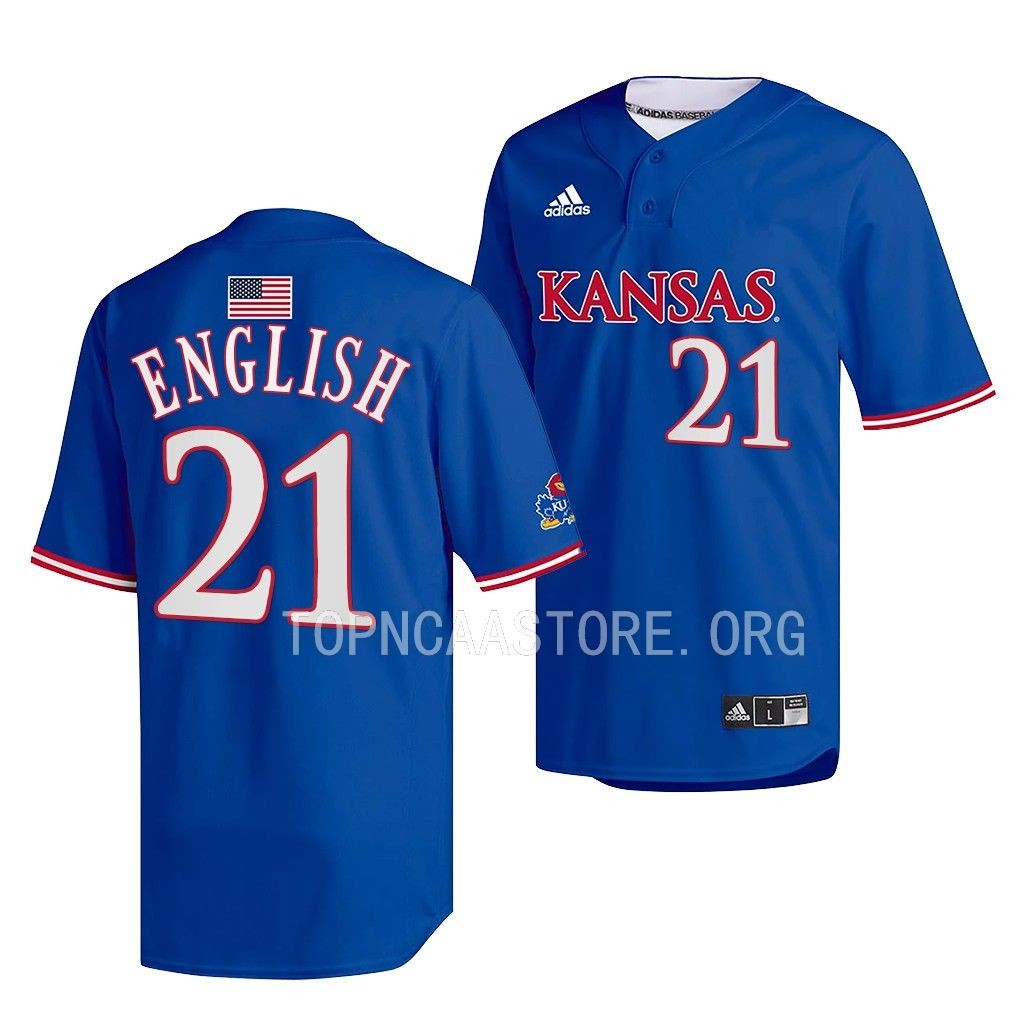 Jake English Kansas Jayhawks #21 Royal Two-Button Jersey