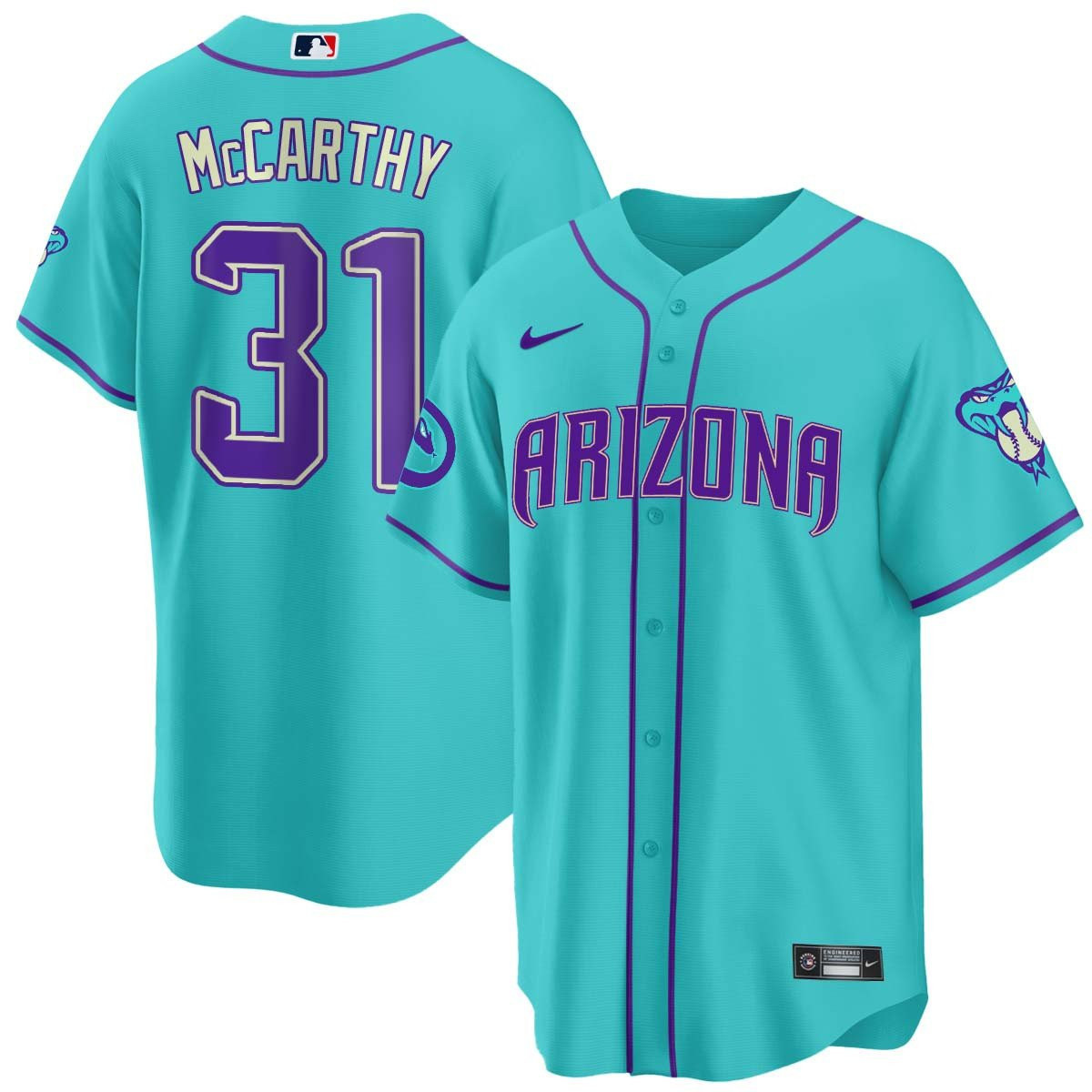 Jake Mccarthy Men's 2024 Arizona Diamondbacks Teal Purple Cool Arizona Jersey - All Stitched