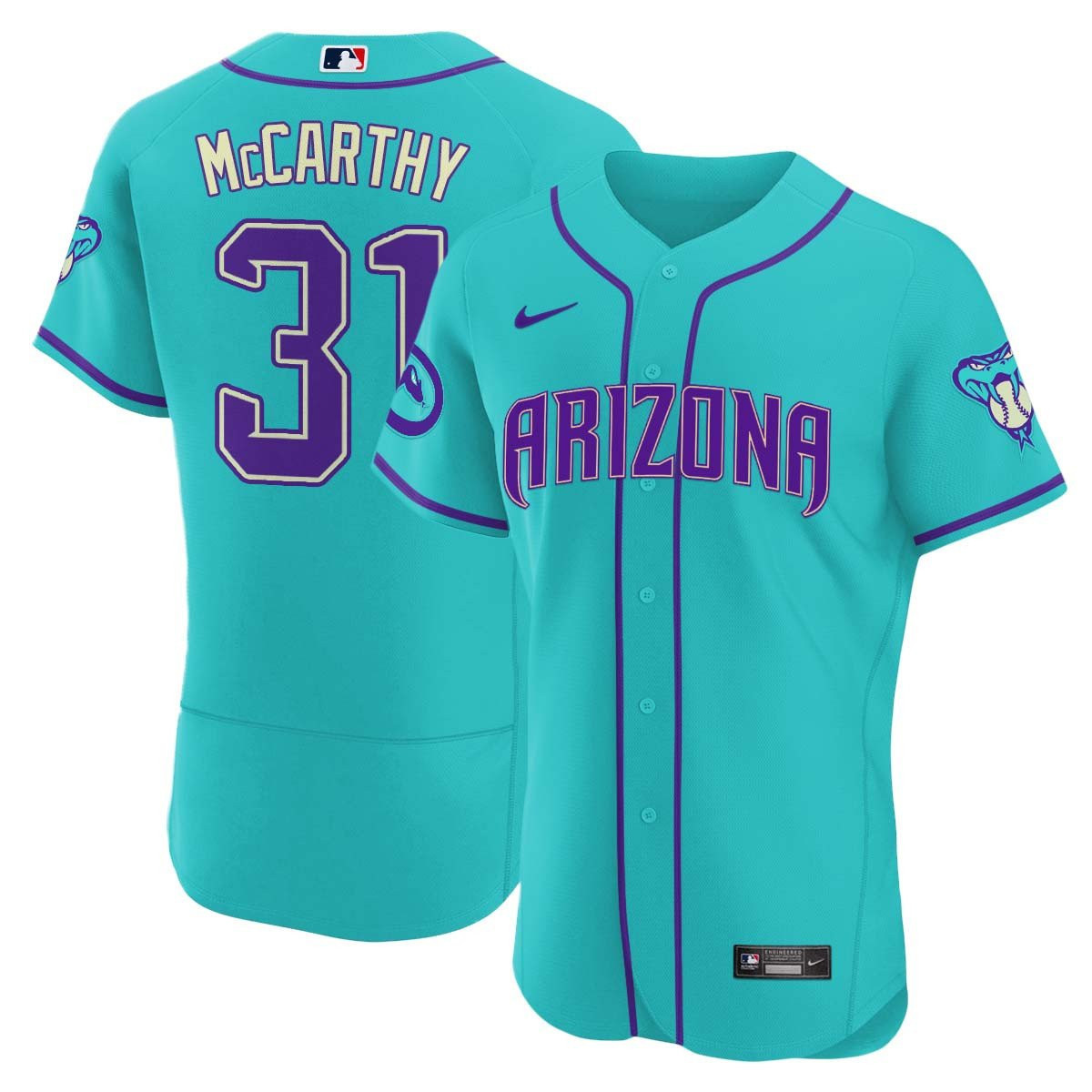 Jake Mccarthy Men's 2024 Arizona Diamondbacks Teal Purple Flex Arizona Jersey - All Stitched