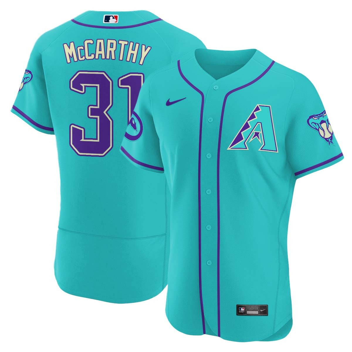 Jake Mccarthy Men's 2024 Arizona Diamondbacks Teal Purple Flex Base Jersey - All Stitched
