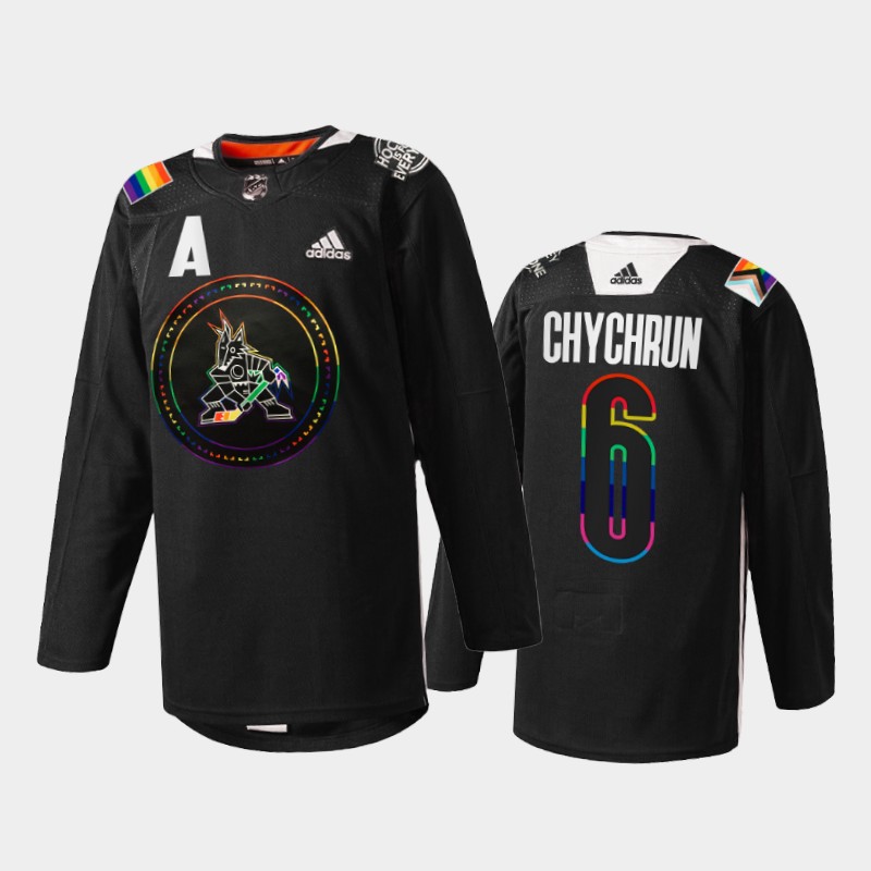 Jakob Chychrun Arizona Coyotes Pride Night 2022 Jersey Black #6 IsForEveryone