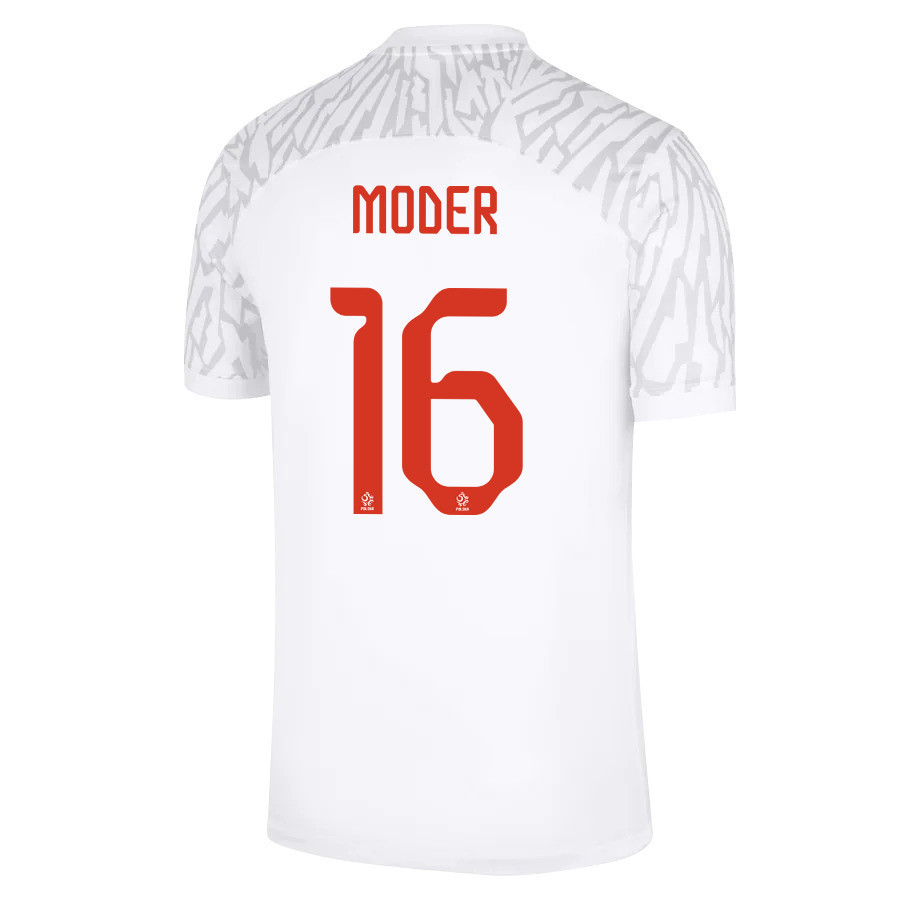 Jakub Moder 16 – Poland National Team FIFA World Cup Qatar 2022 Patch Home Soccer Jersey, Men