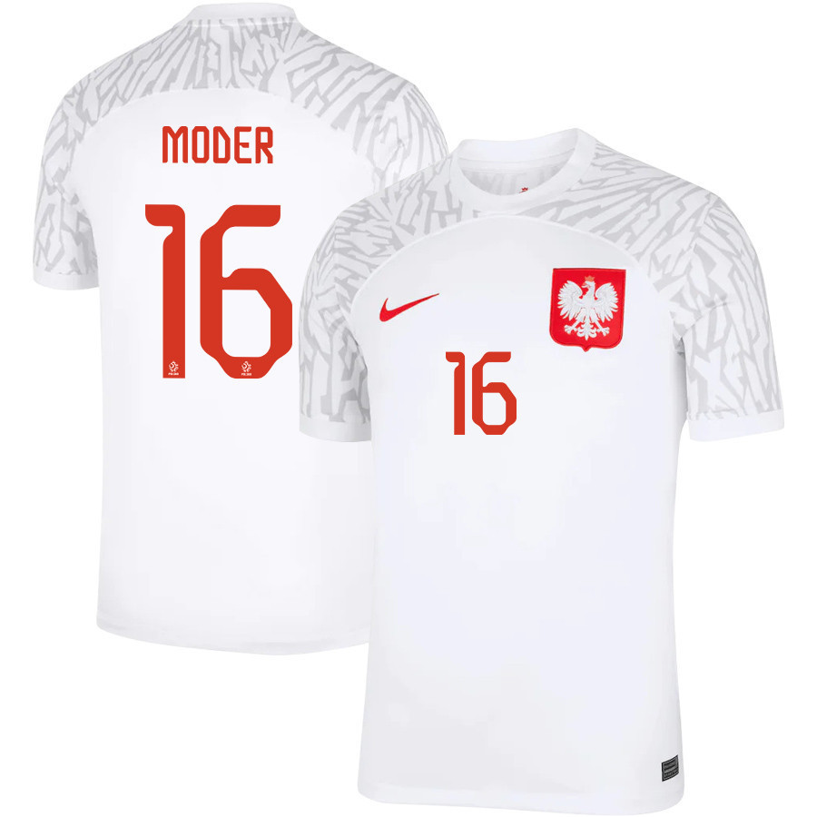 Jakub Moder 16 Poland National Team Qatar World Cup 2022-23 Home Soccer Jersey,