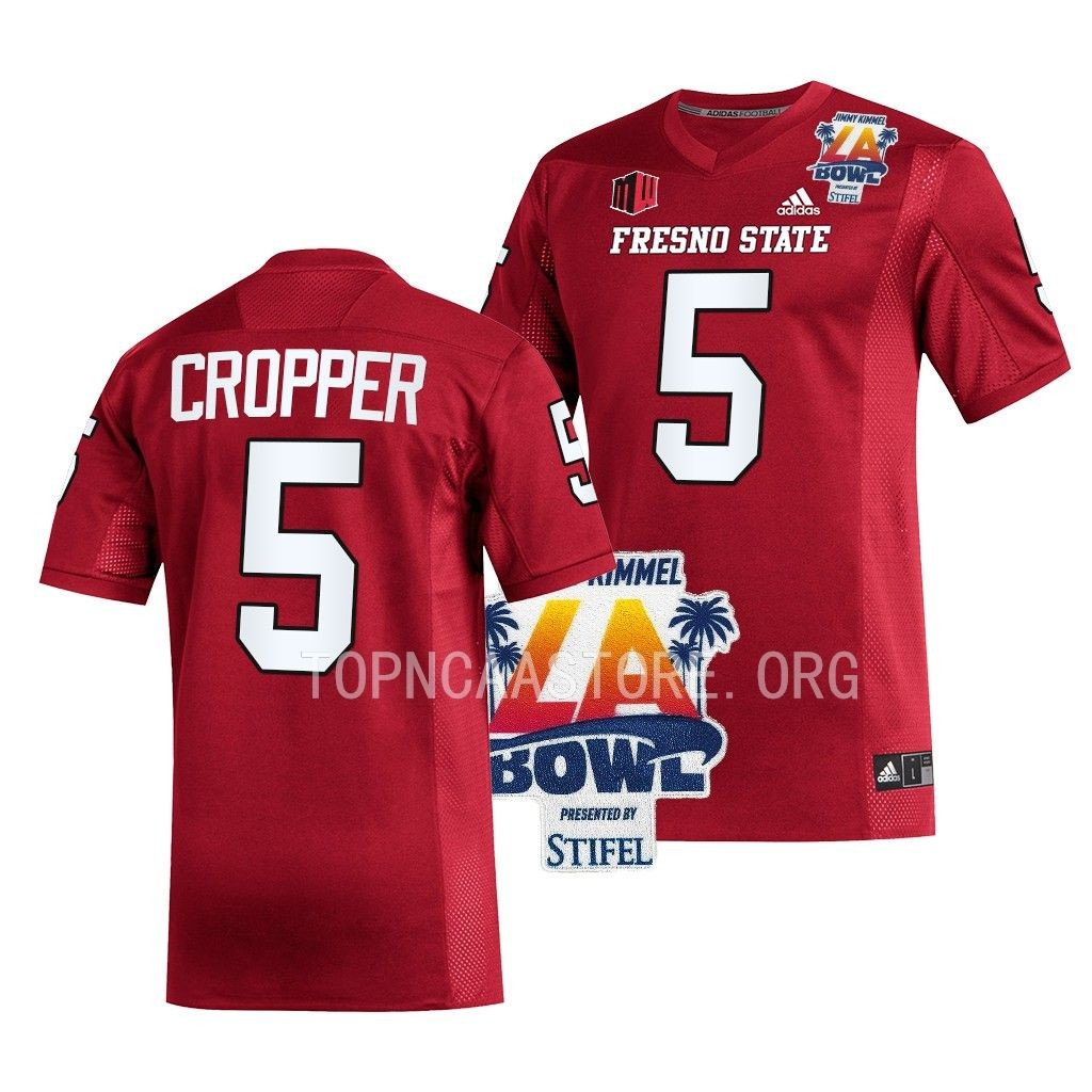 Jalen Cropper Fresno State Bulldogs 2022 LA Bowl Champions #5 Jersey Men's Red Uniform