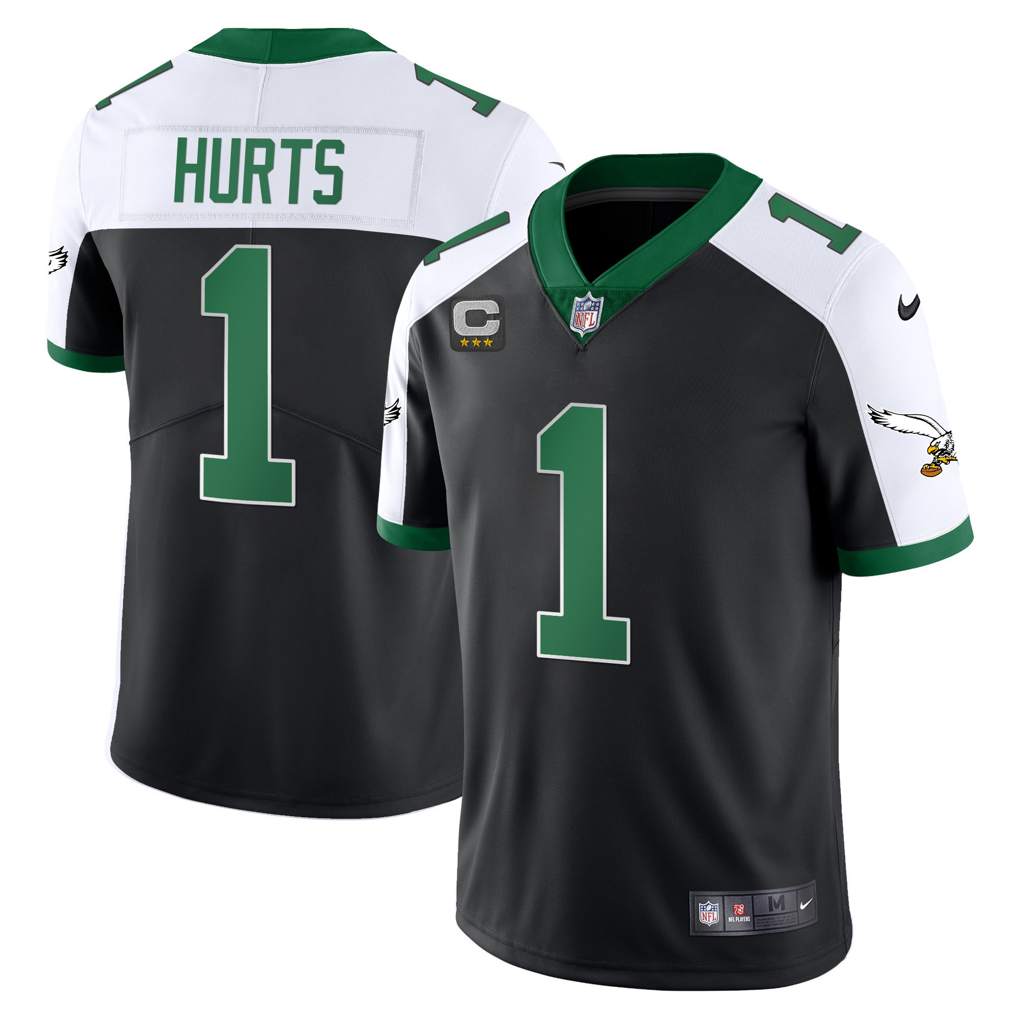 Jalen Hurts Men's Philadelphia Eagles Alternate Kelly Green & Gold Black Jersey - All Stitched