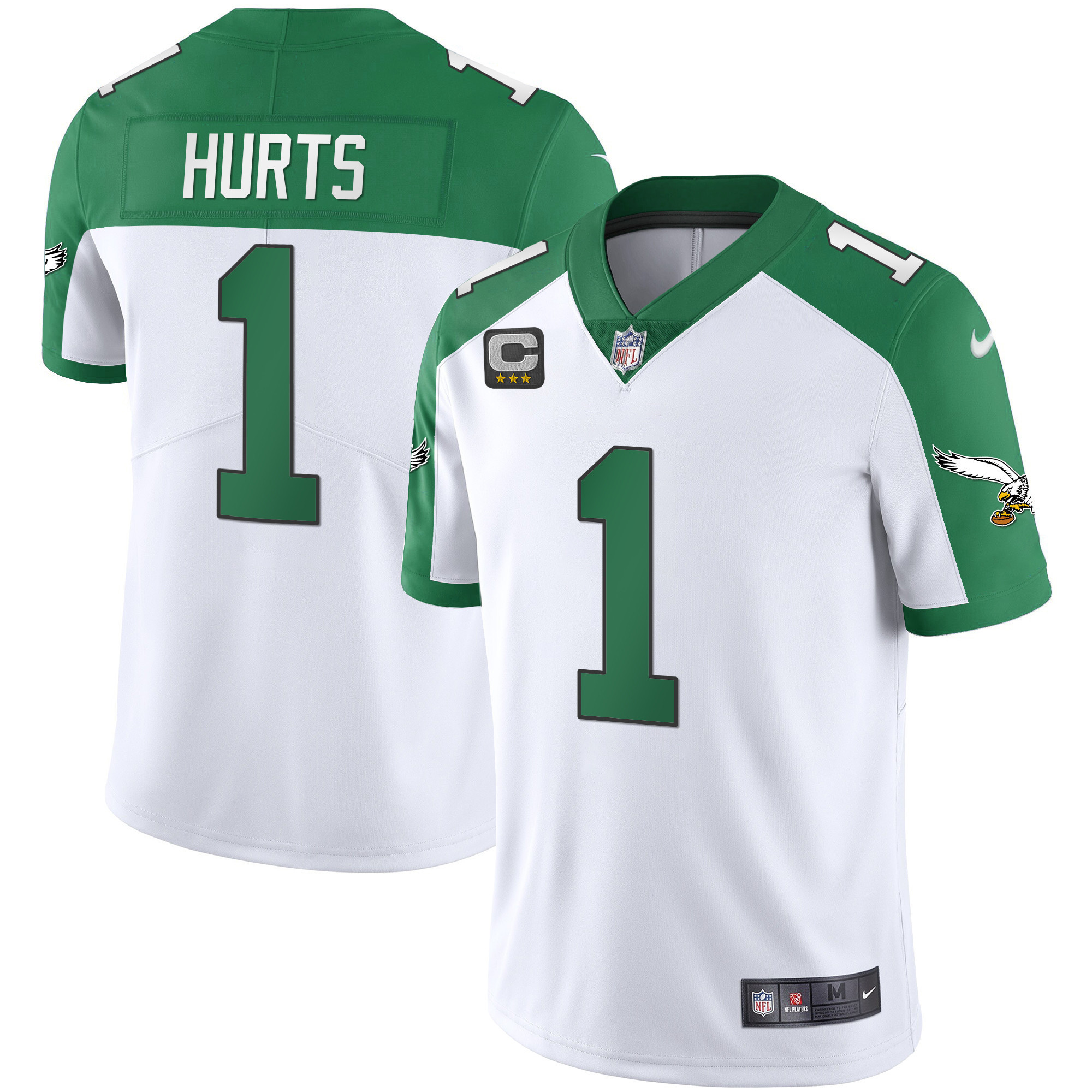 Jalen Hurts Men's Philadelphia Eagles Alternate Kelly Green & Gold White Jersey - All Stitched