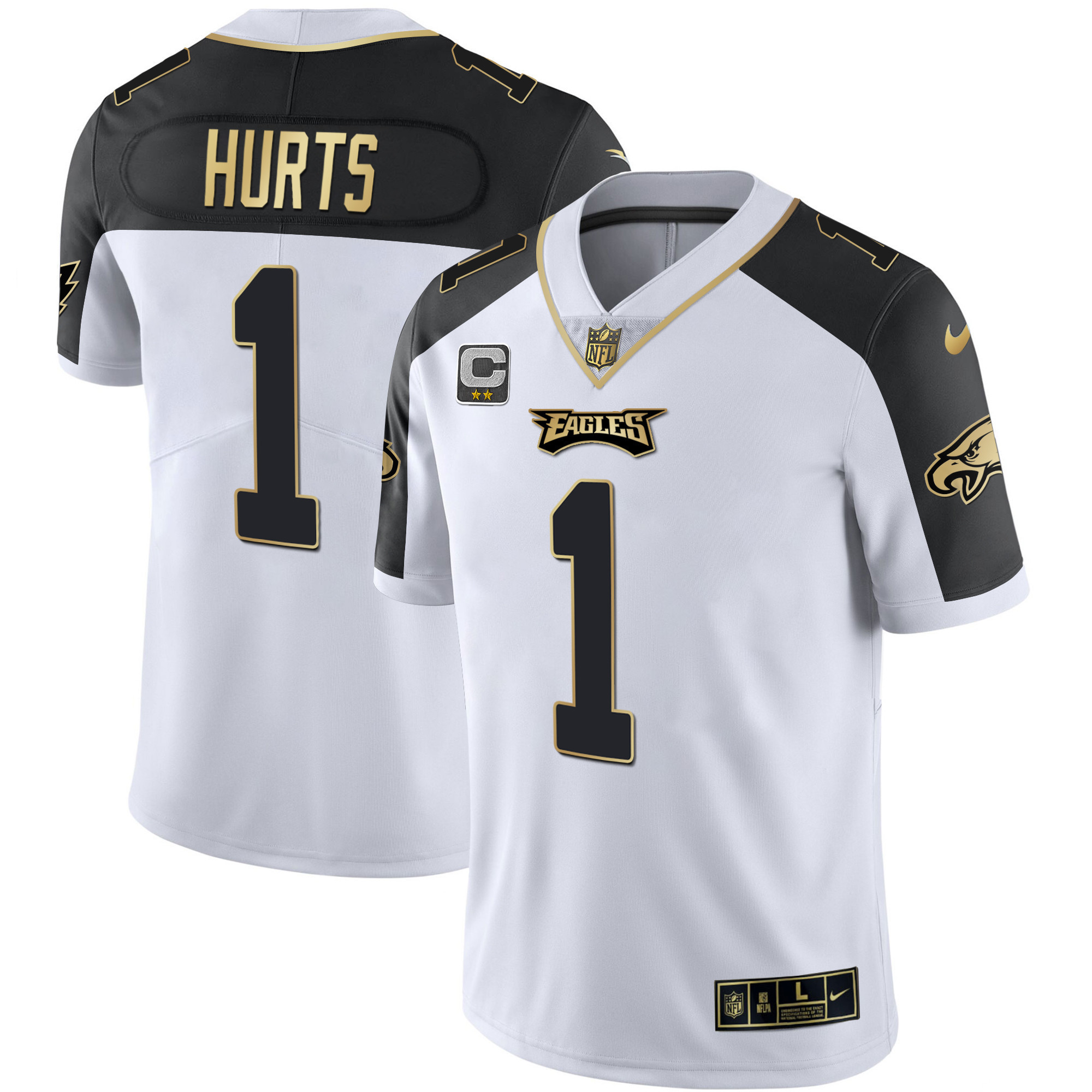 Jalen Hurts Men's Philadelphia Eagles Alternate Vapor Black Gold Limited Black Inverted Jersey - All Stitched