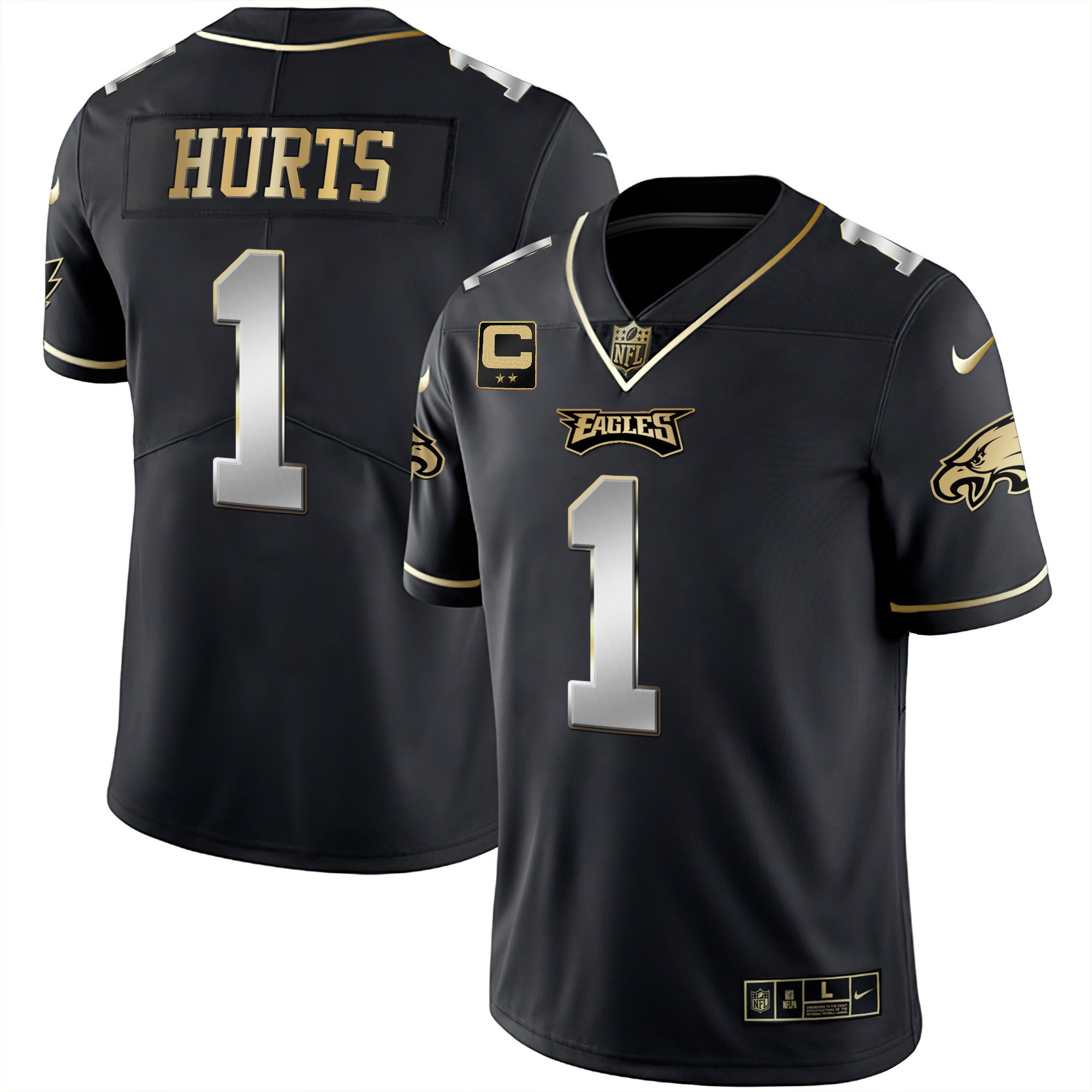 Jalen Hurts Men's Philadelphia Eagles Black Silver Limited Jersey - All Stitched