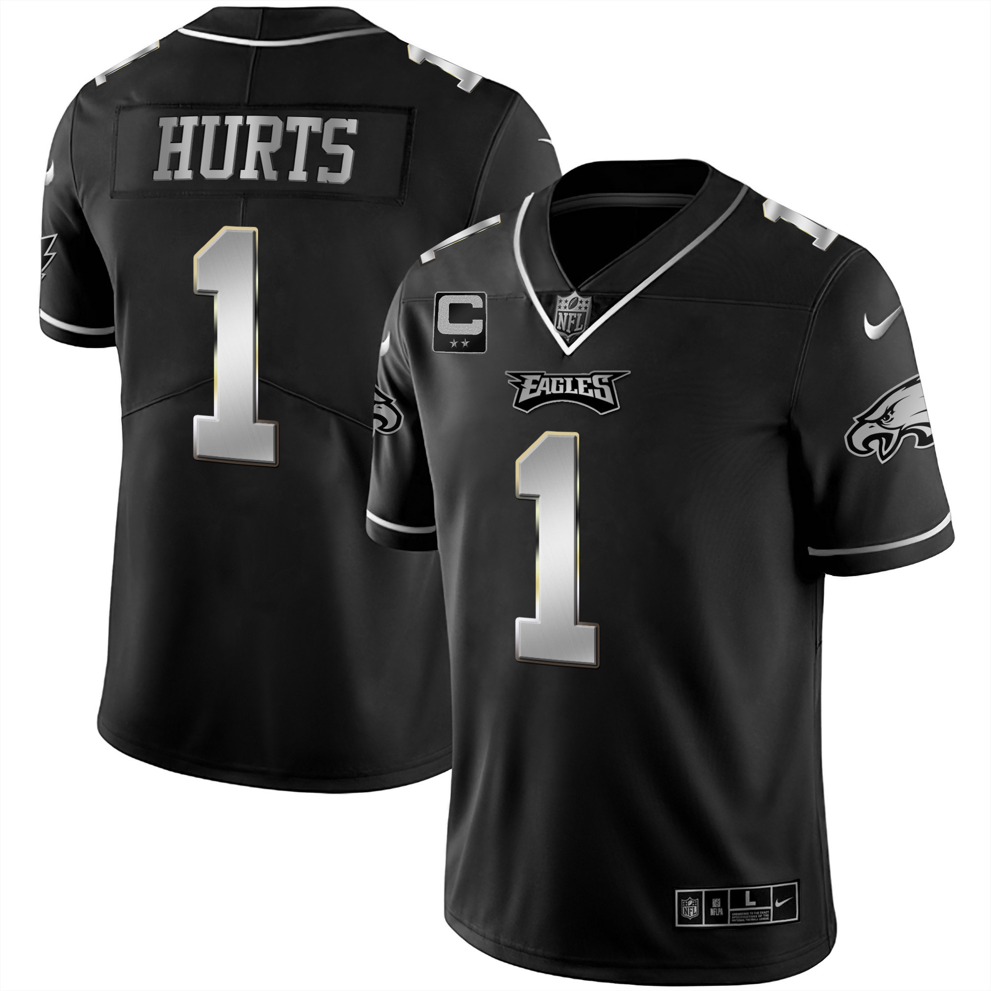 Jalen Hurts Men's Philadelphia Eagles Black Silver Limited Jersey - All Stitched