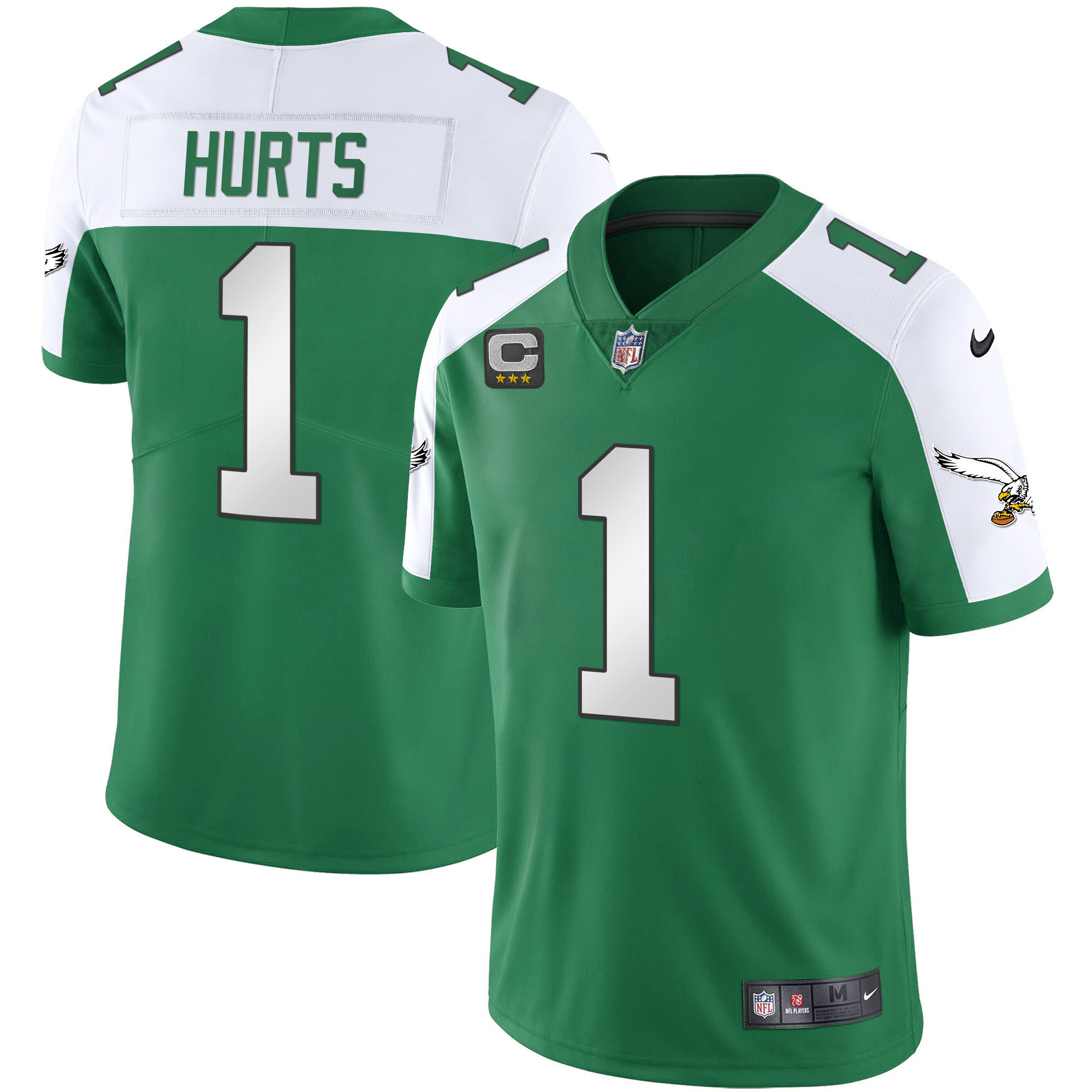 Jalen Hurts Men's Philadelphia Eagles Gold & Kelly Vapor Alternate Jersey - All Stitched