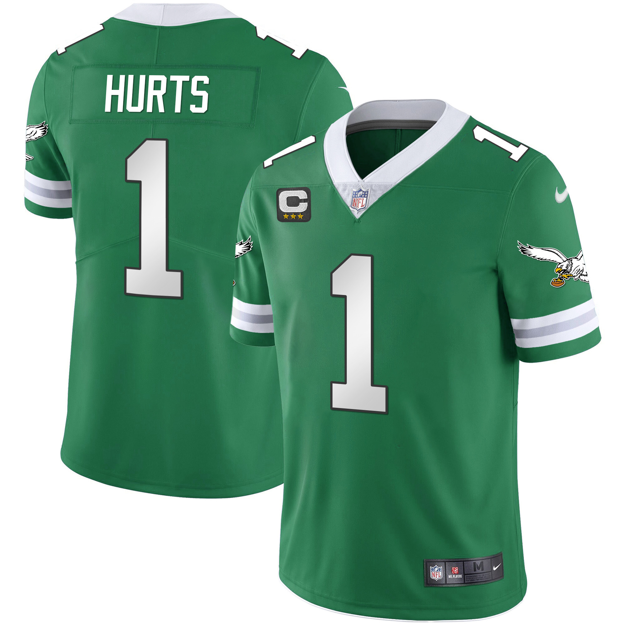 Jalen Hurts Men's Philadelphia Eagles Gold & Kelly Vapor Throwback Kelly Green Jersey - All Stitched