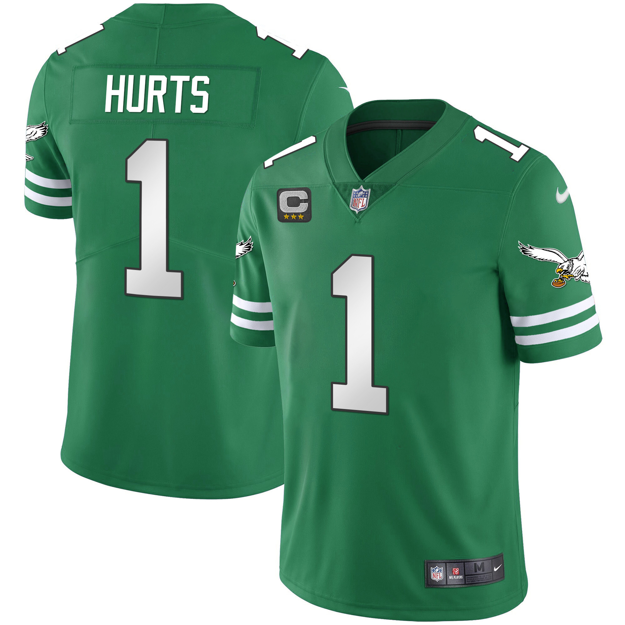 Jalen Hurts Men's Philadelphia Eagles Gold & Kelly Vapor V2 Kelly Green Jersey - All Stitched