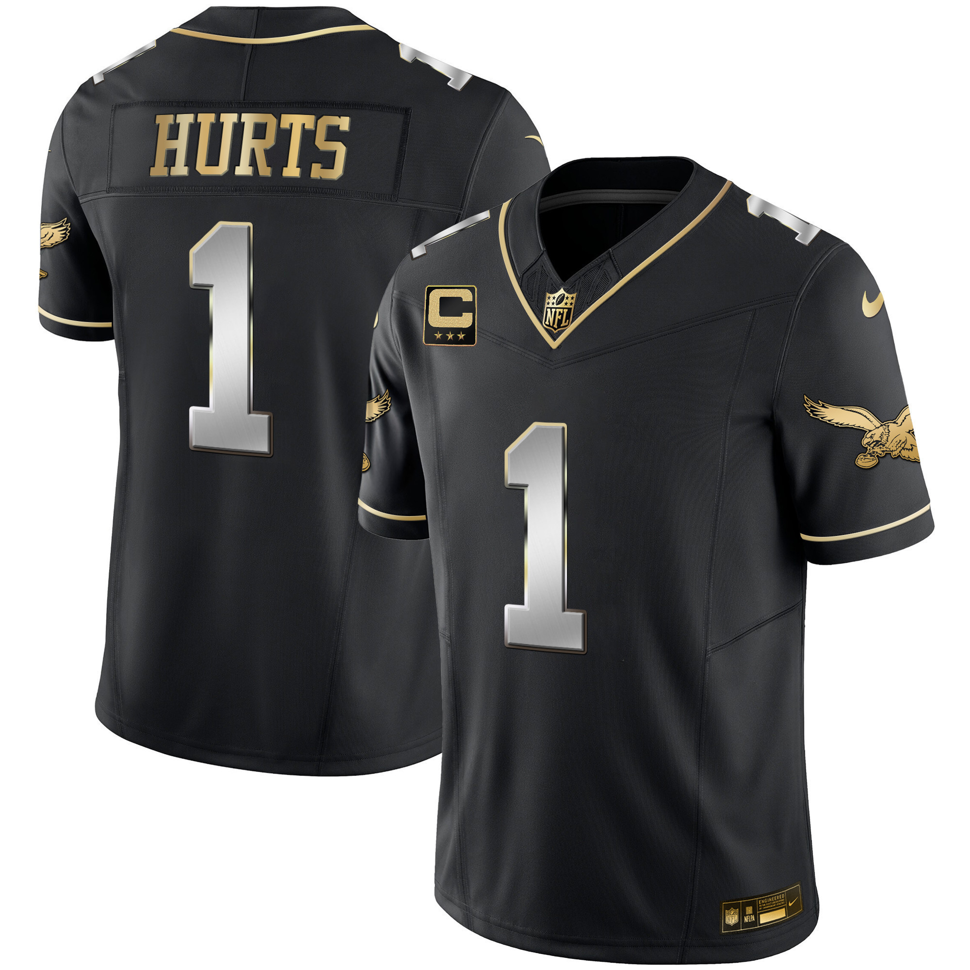 Jalen Hurts Men's Philadelphia Eagles Throwback Kelly Vapor Limited Black Limited Jersey - All Stitched